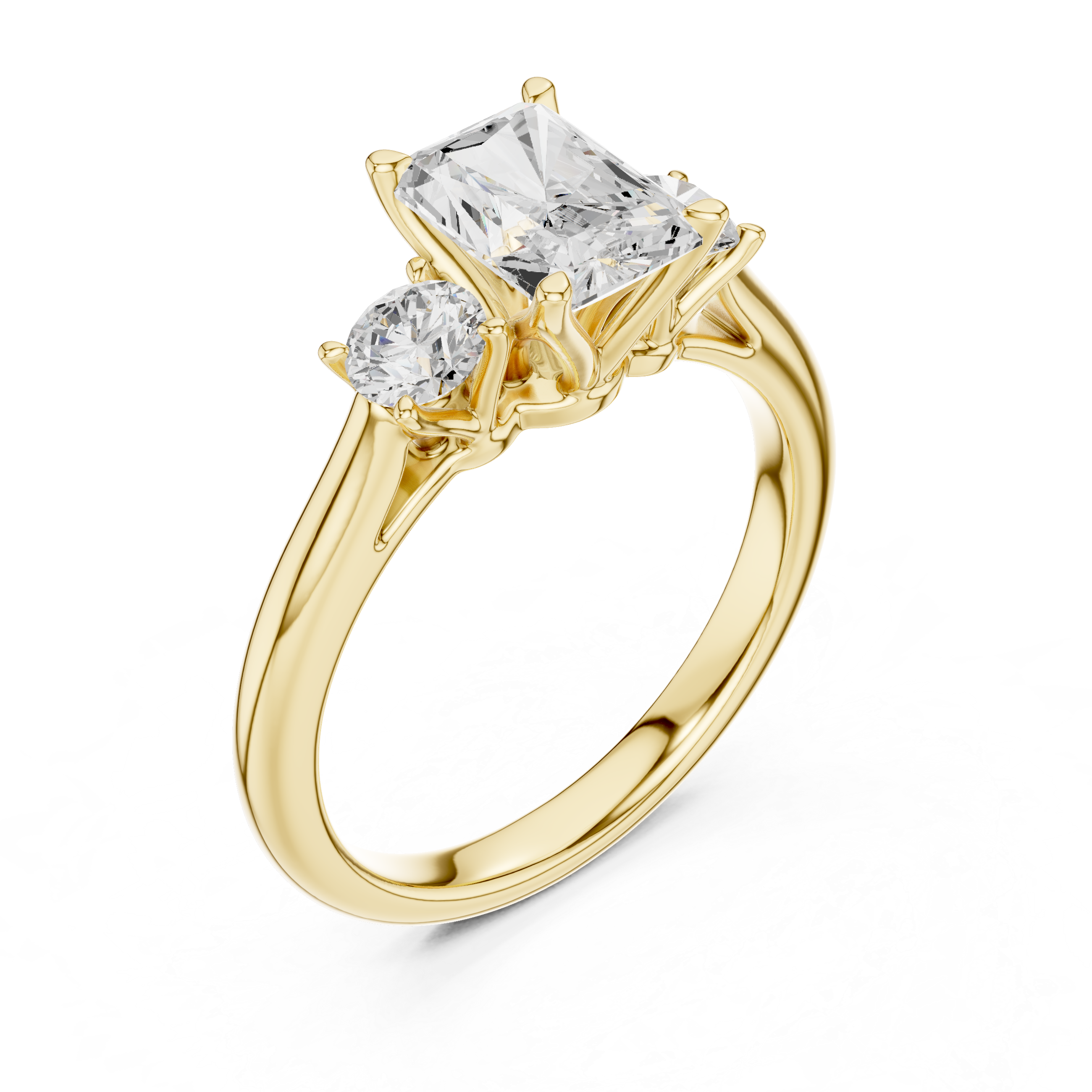 Radiant-Cut Three-Stone Engagement Ring