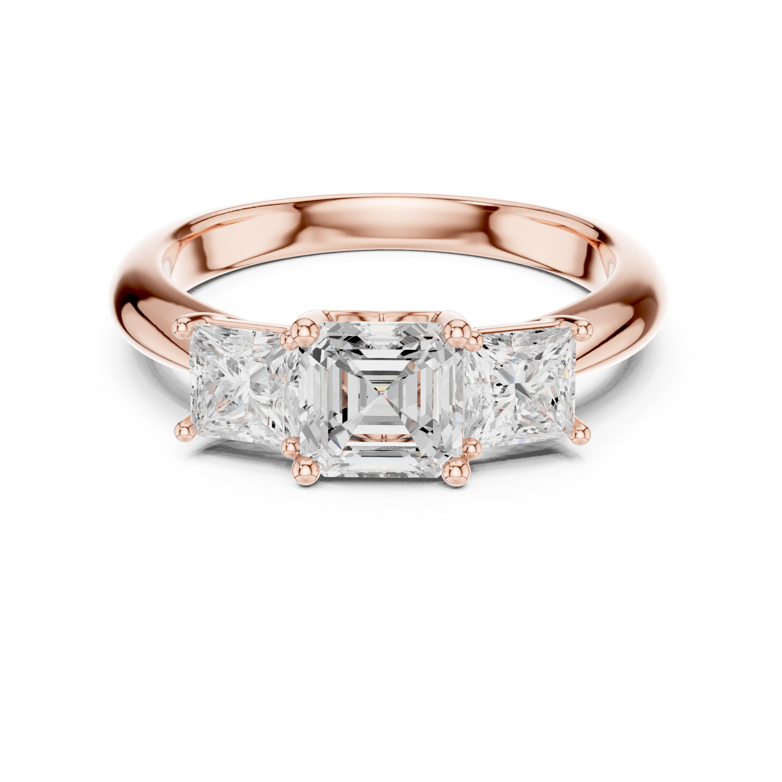 Asscher Cut Three-Stone Engagement Ring