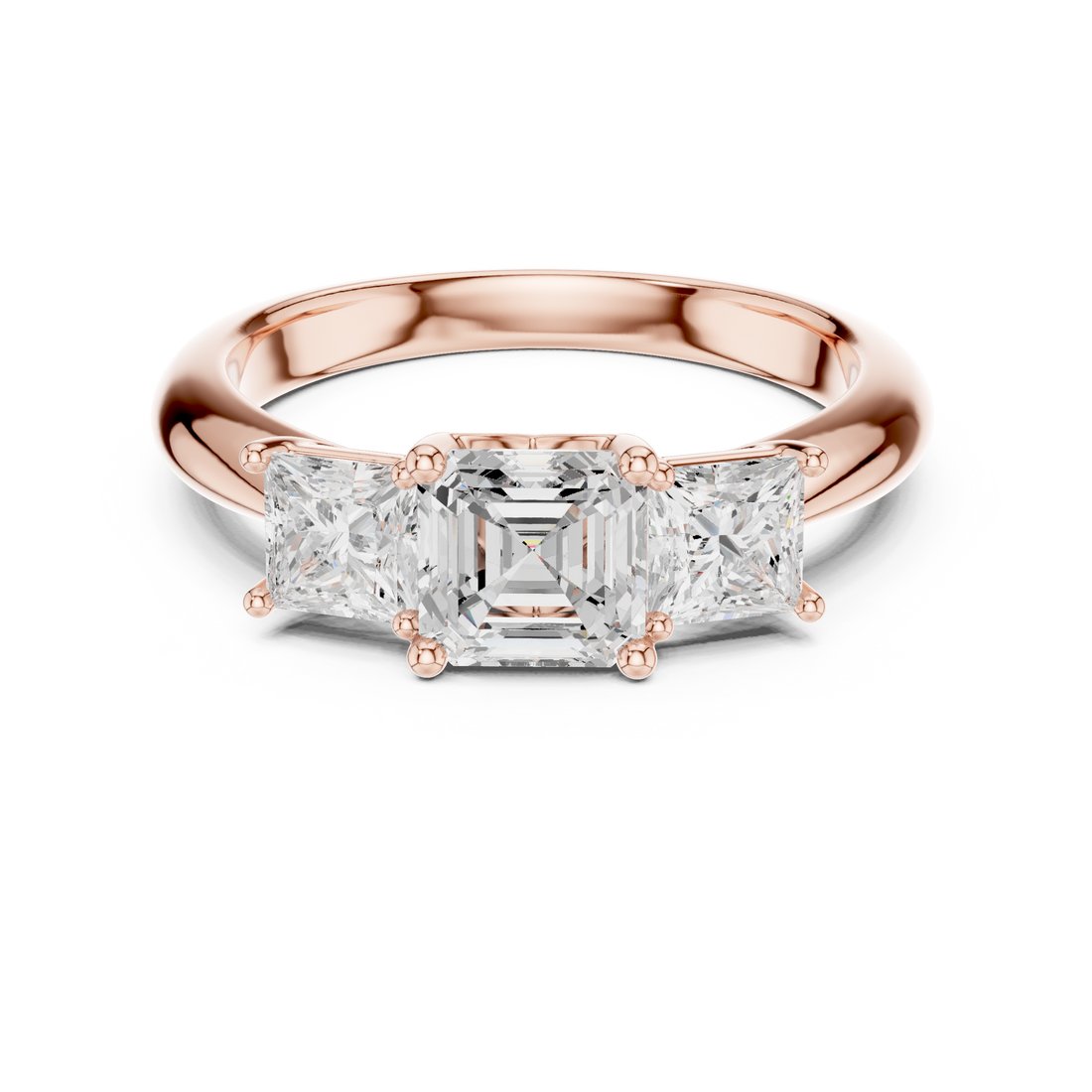 Asscher Cut Three-Stone Engagement Ring