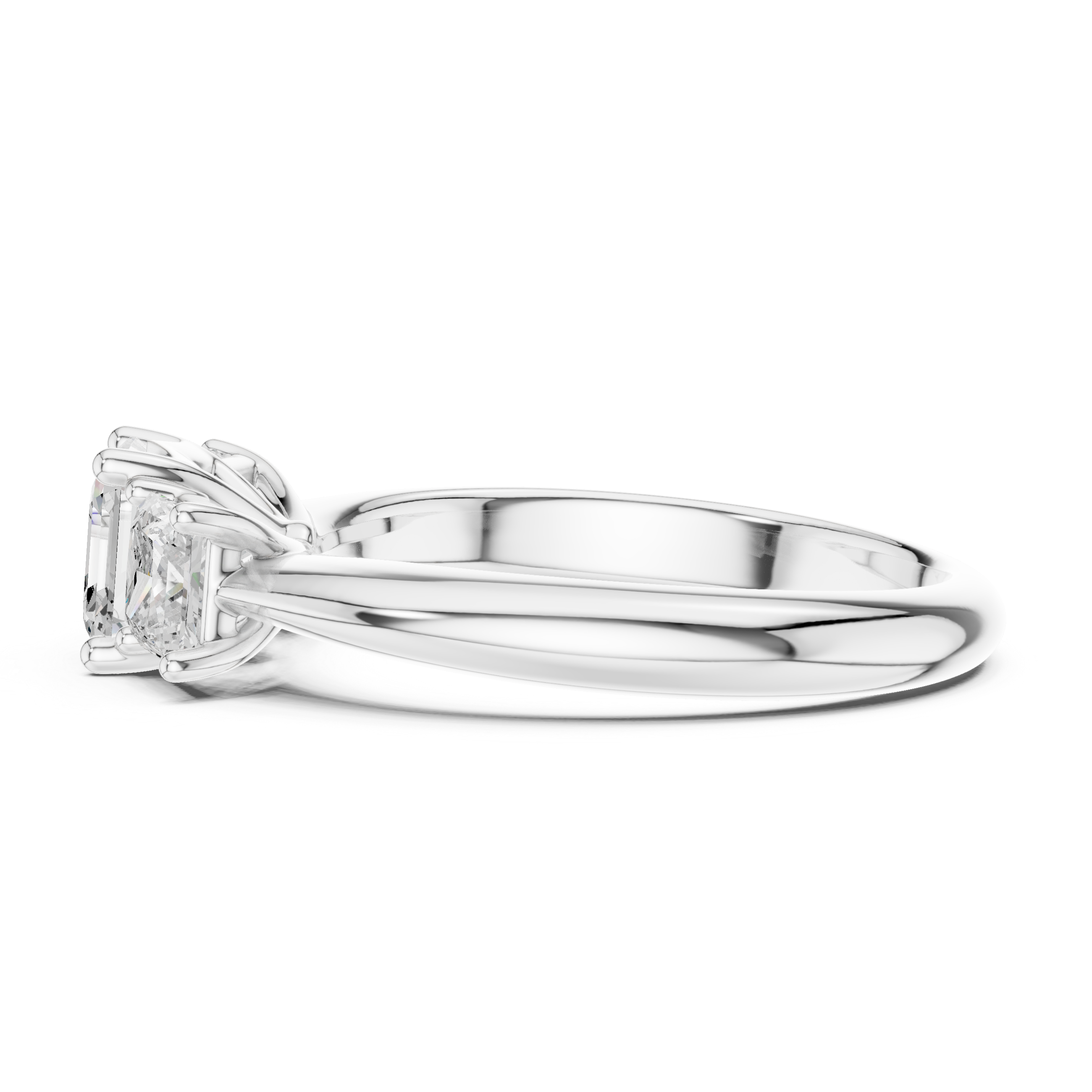 Asscher Cut Three-Stone Engagement Ring