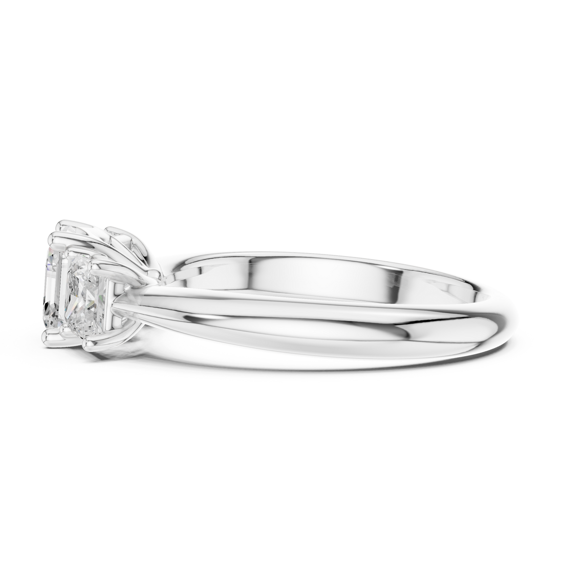 Asscher Cut Three-Stone Engagement Ring