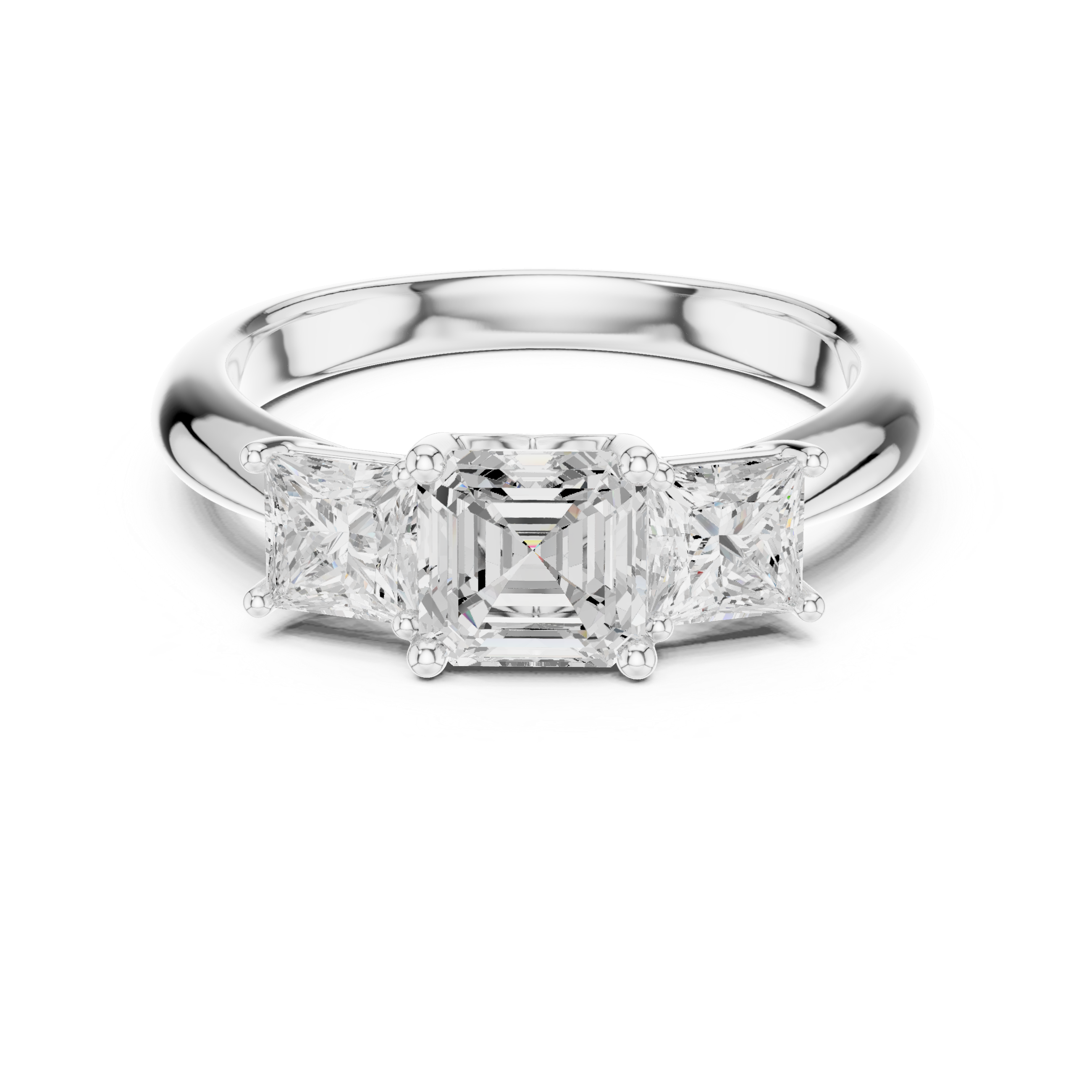 Asscher Cut Three-Stone Engagement Ring
