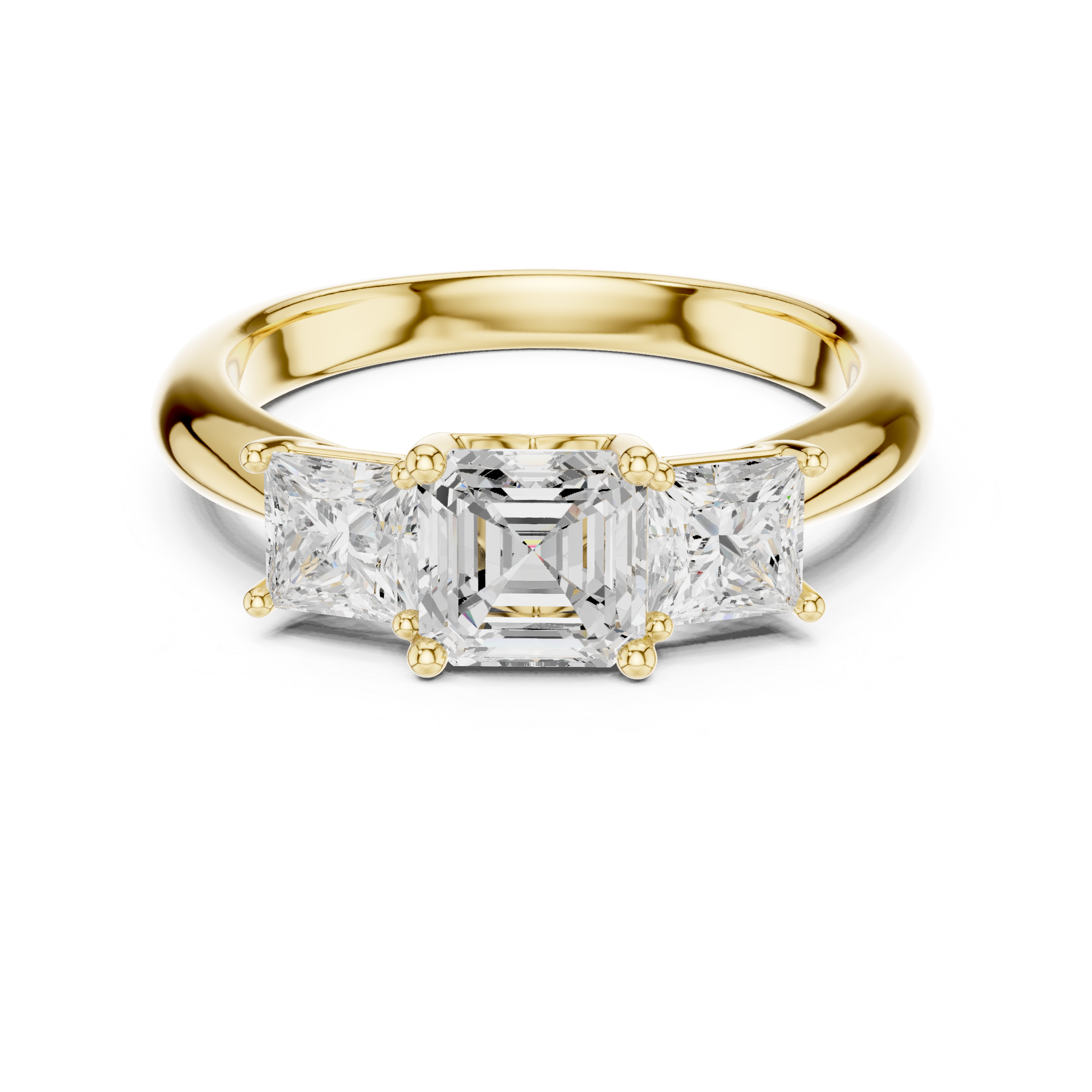 Asscher Cut Three-Stone Engagement Ring