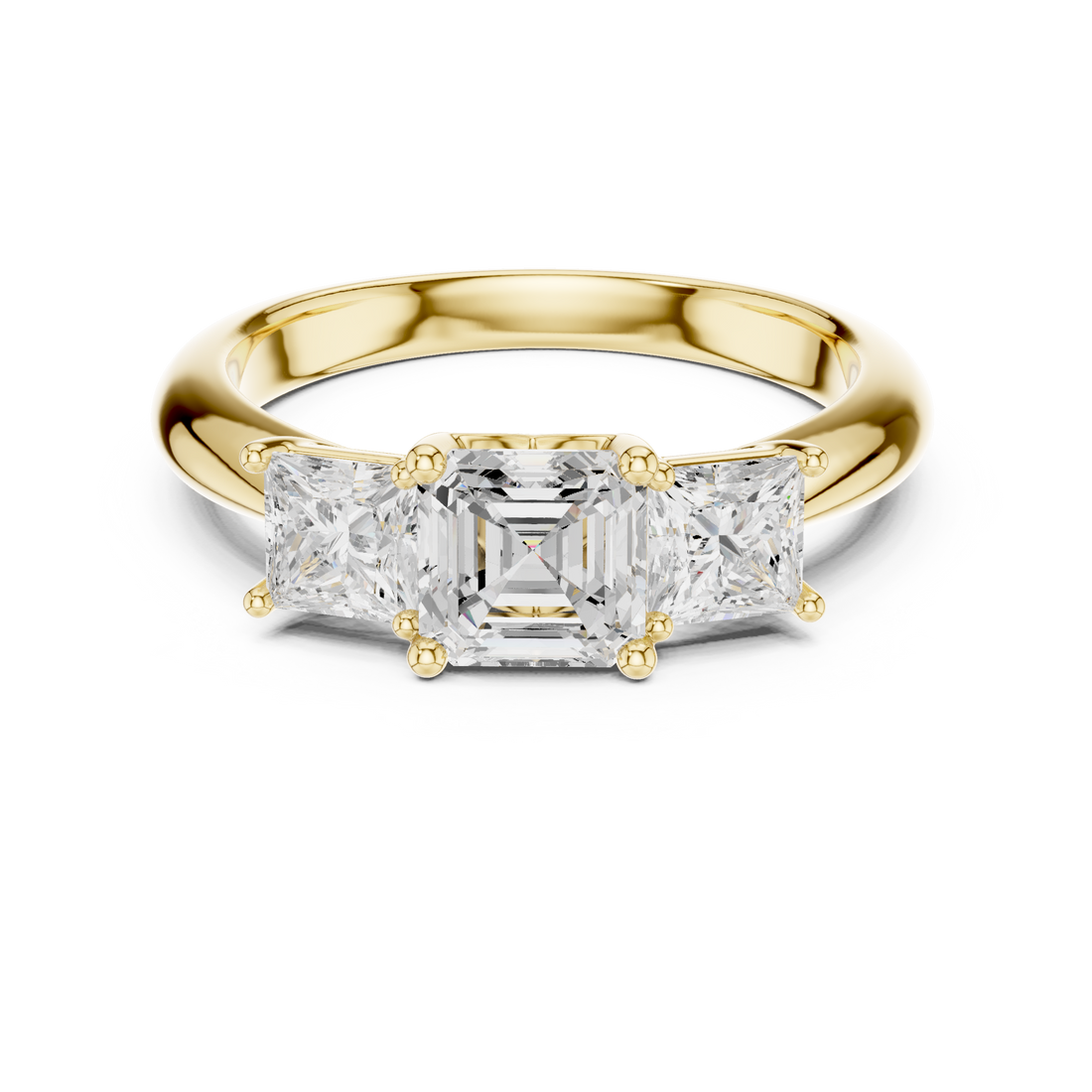 Asscher Cut Three-Stone Engagement Ring