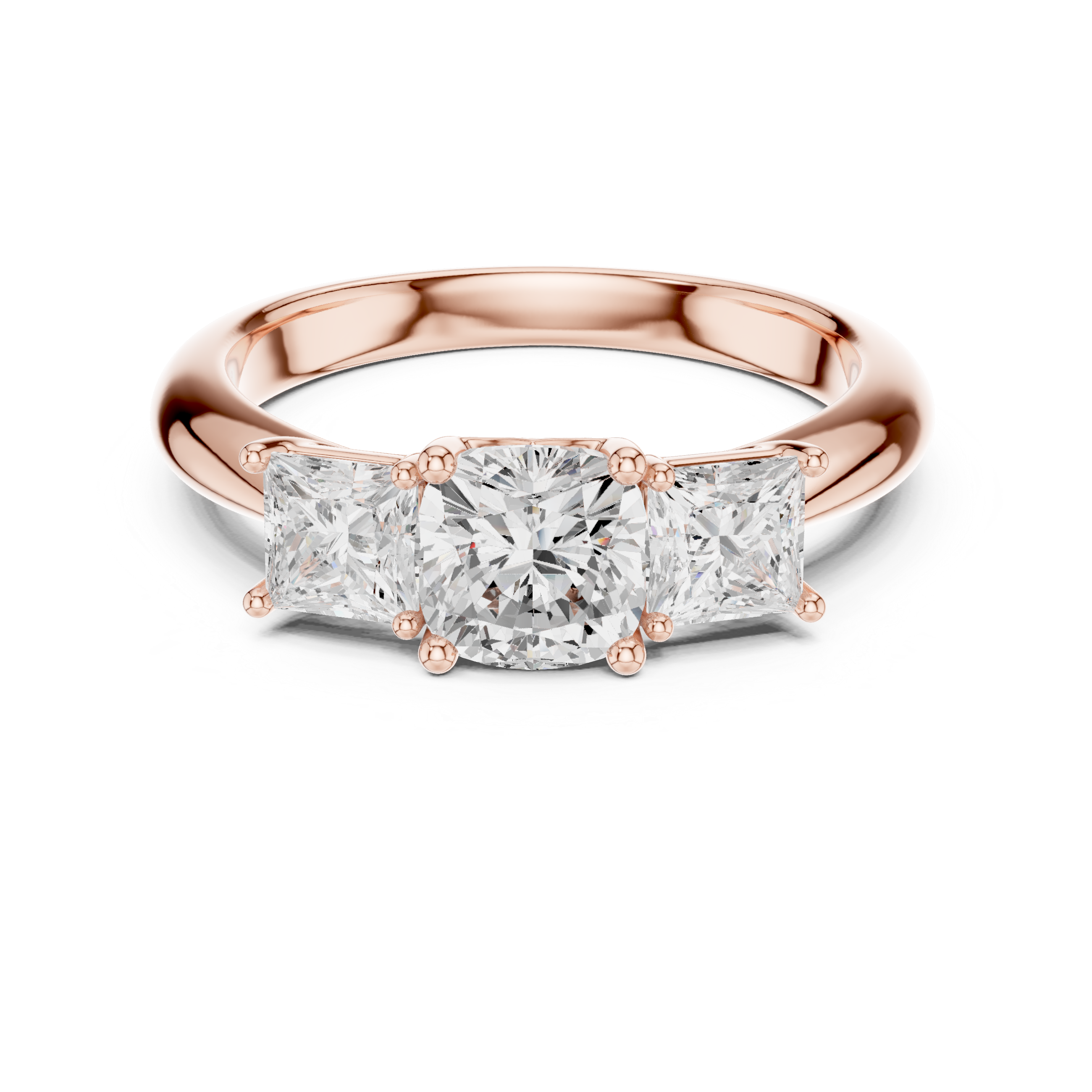Cushion Cut Three-Stone Engagement Ring