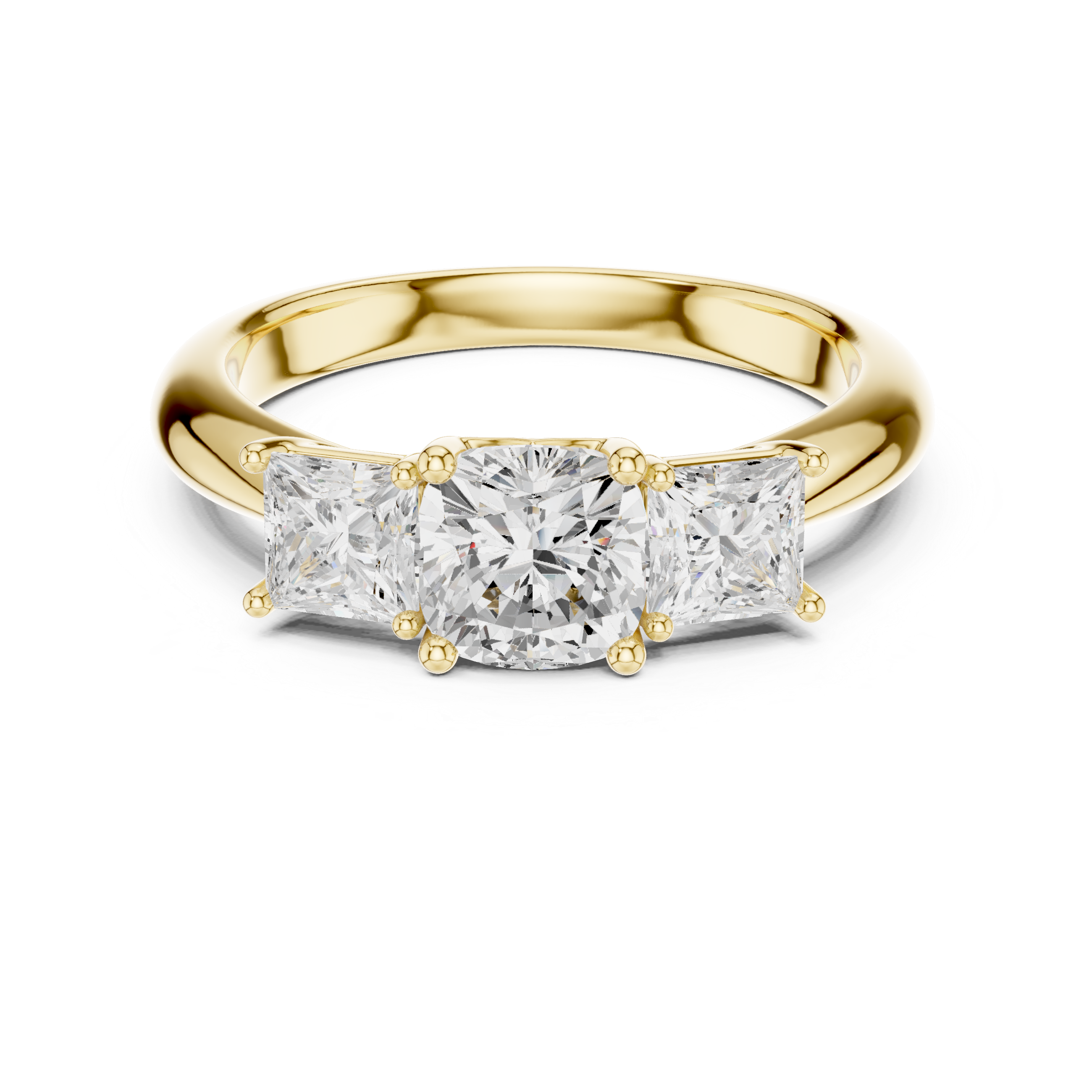 Cushion Cut Three-Stone Engagement Ring