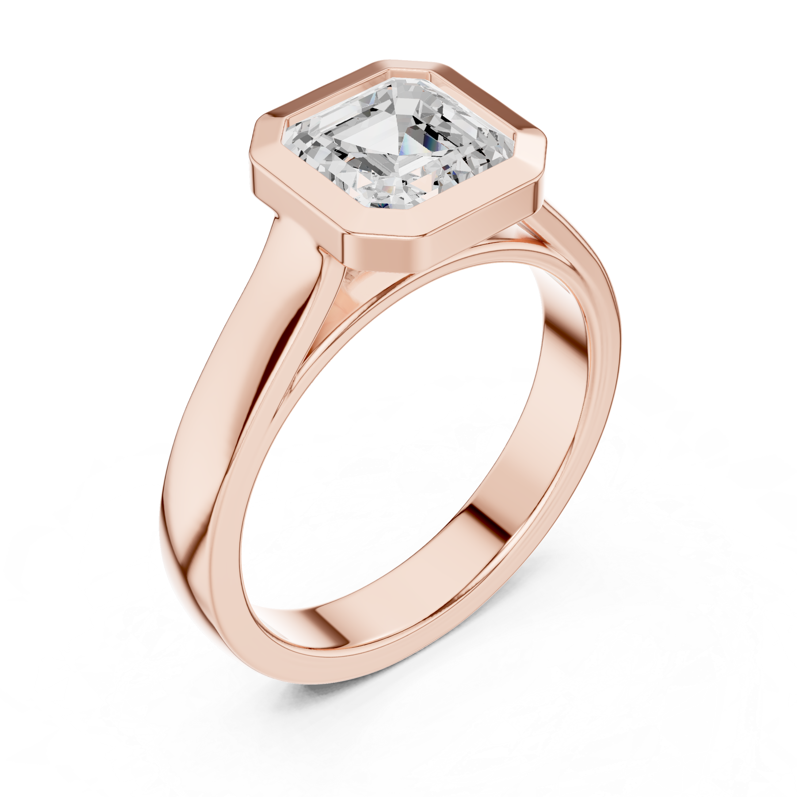 Asscher Cut Solitaire Engagement Ring with Bezel Setting