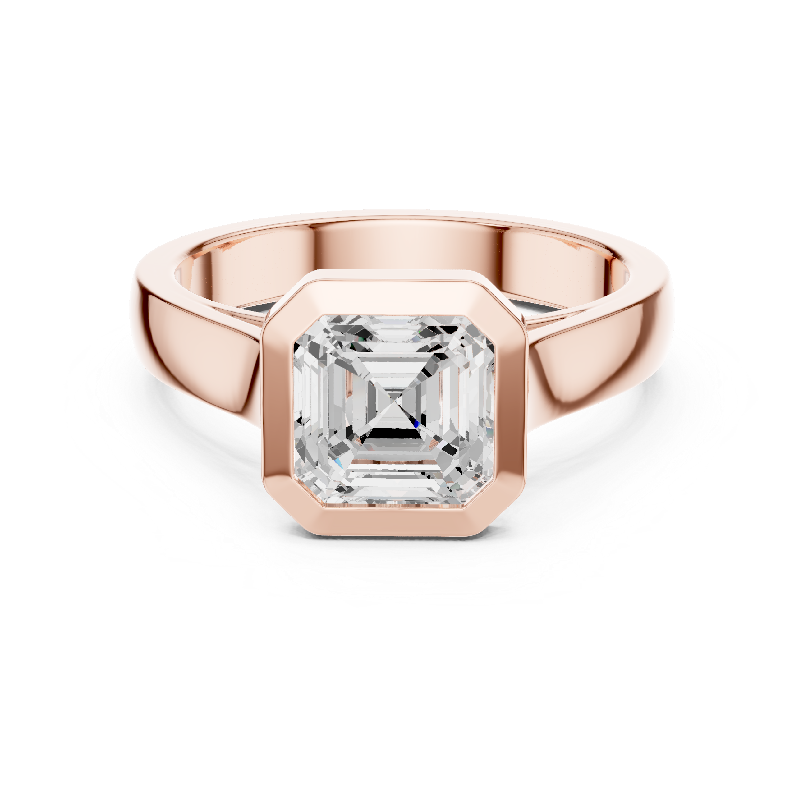 Asscher Cut Solitaire Engagement Ring with Bezel Setting
