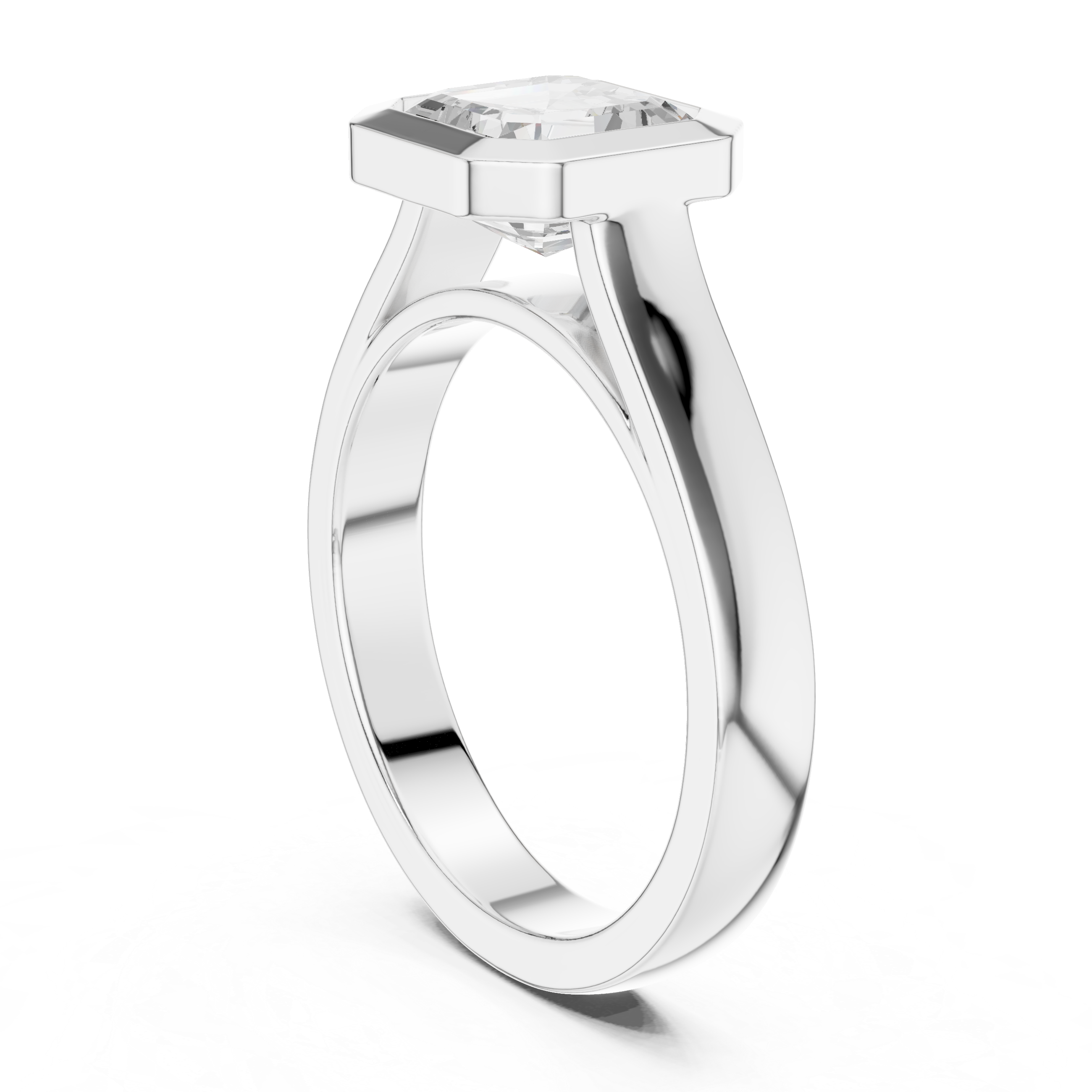Asscher Cut Solitaire Engagement Ring with Bezel Setting