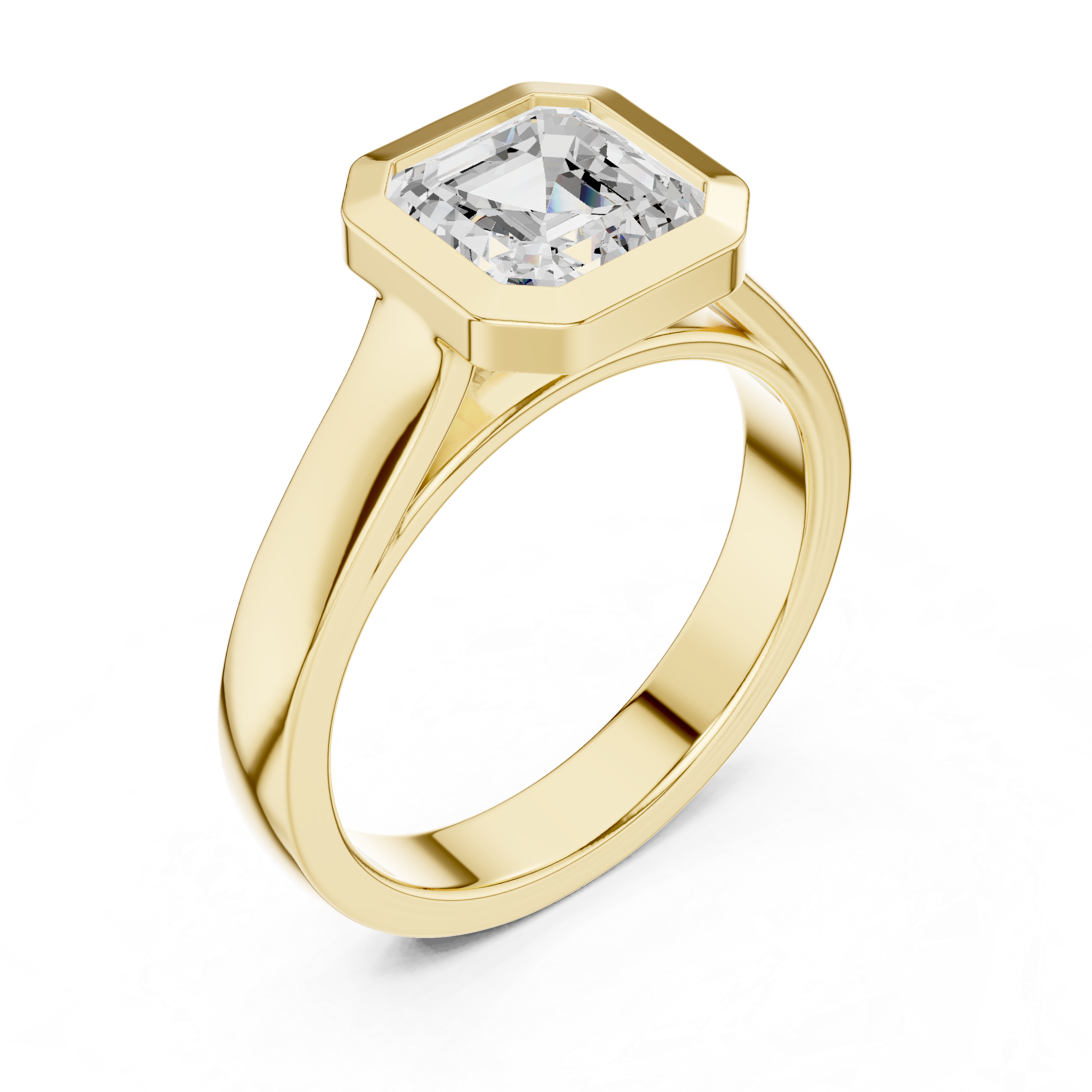Asscher Cut Solitaire Engagement Ring with Bezel Setting