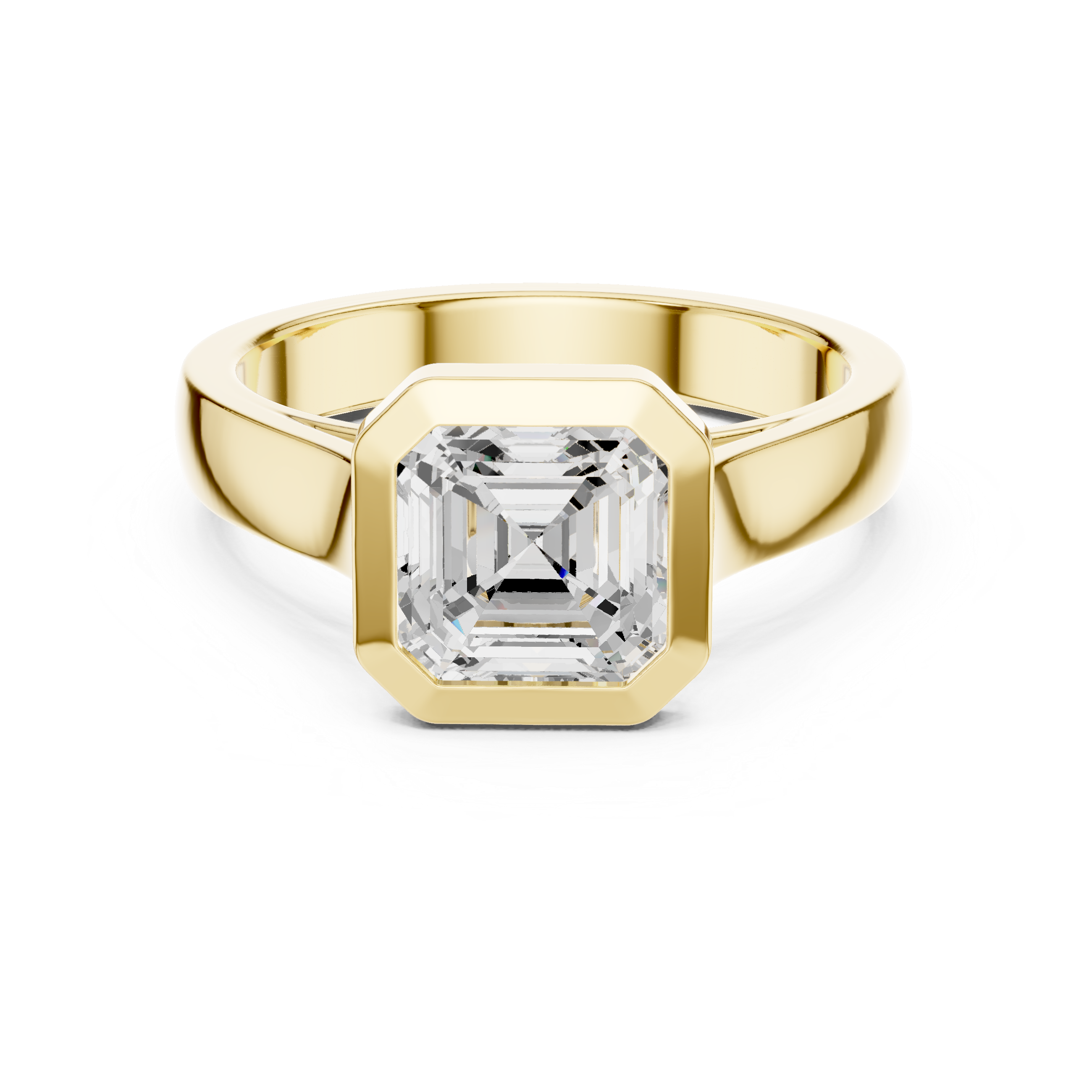 Asscher Cut Solitaire Engagement Ring with Bezel Setting
