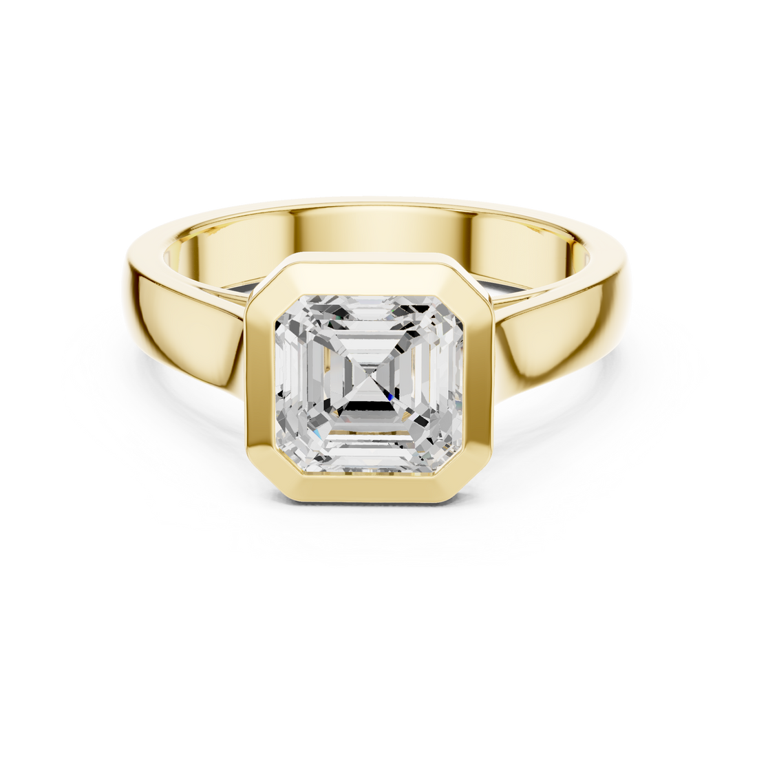 Asscher Cut Solitaire Engagement Ring with Bezel Setting