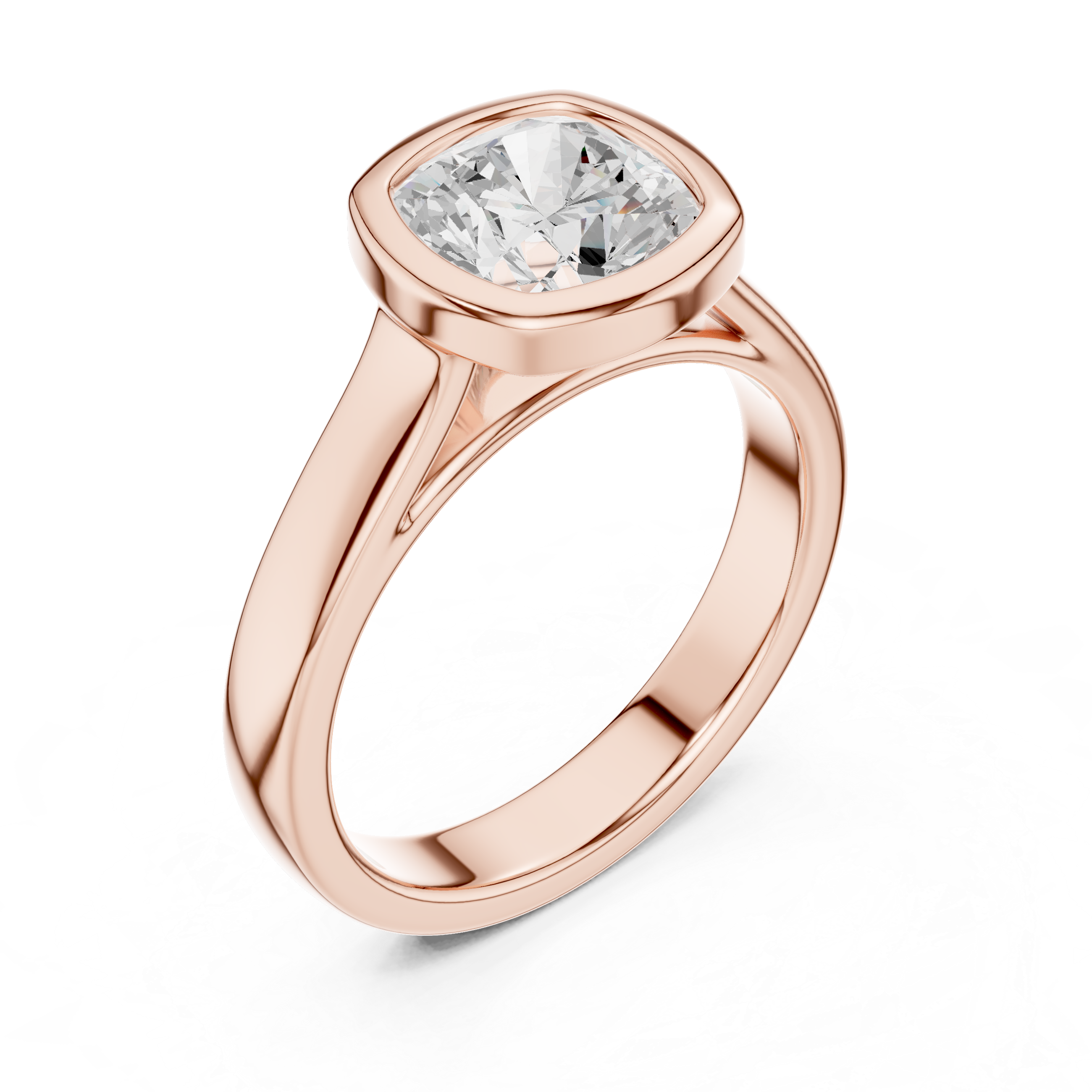 Cushion Cut Solitaire Engagement Ring with Bezel Setting