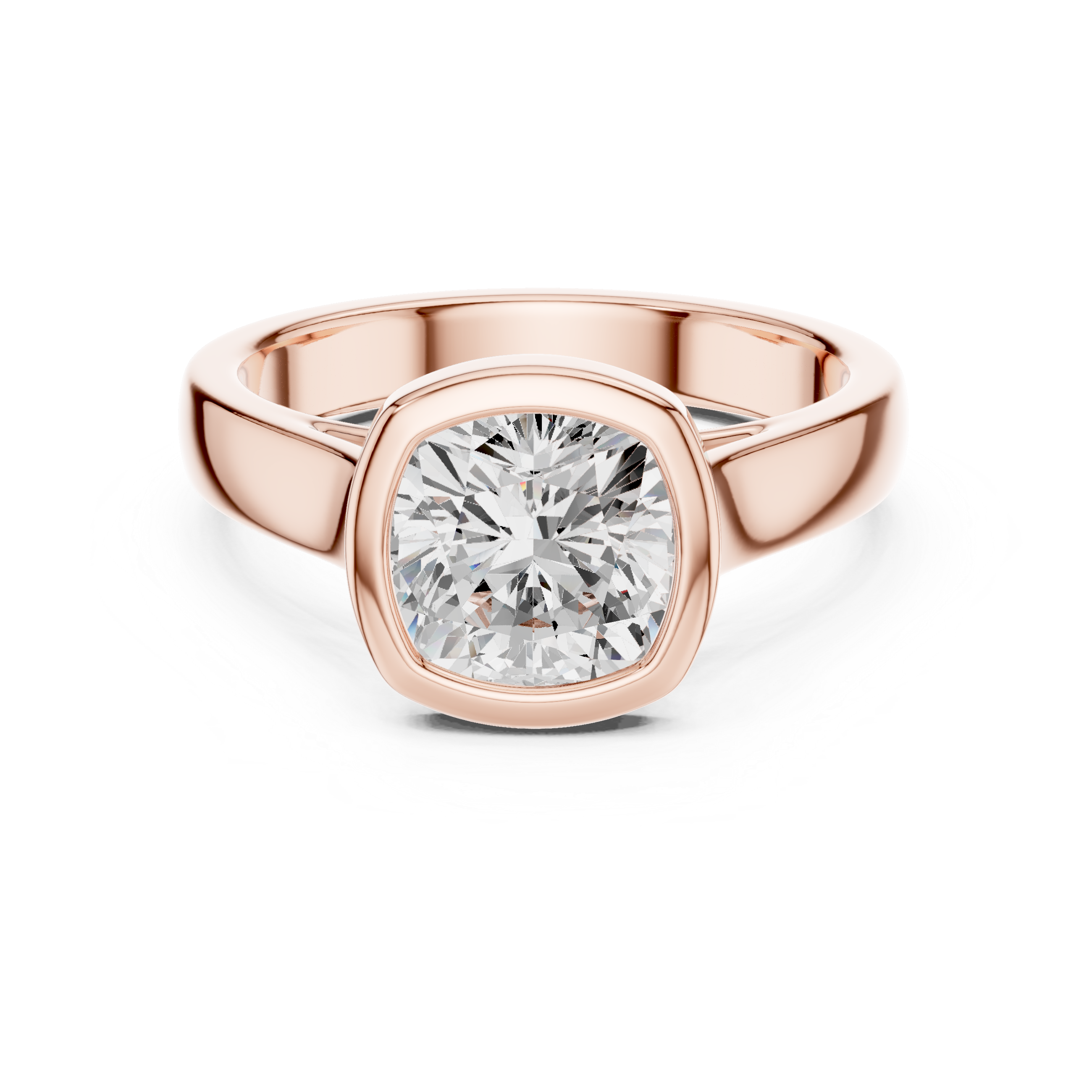 Cushion Cut Solitaire Engagement Ring with Bezel Setting