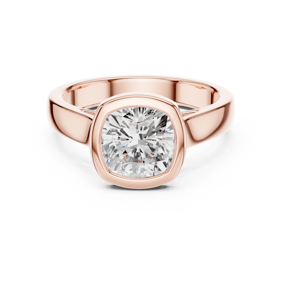 Cushion Cut Solitaire Engagement Ring with Bezel Setting