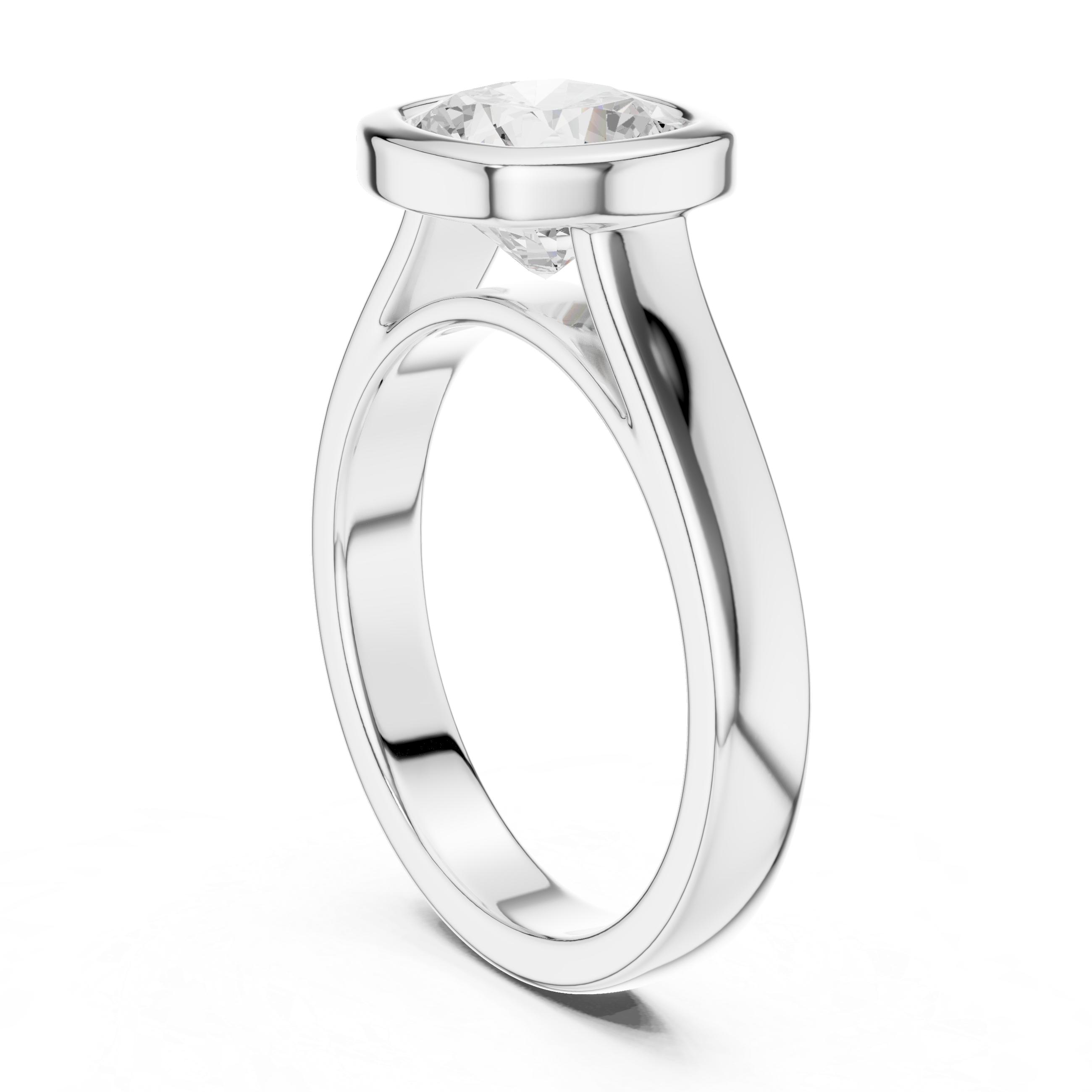 Cushion Cut Solitaire Engagement Ring with Bezel Setting