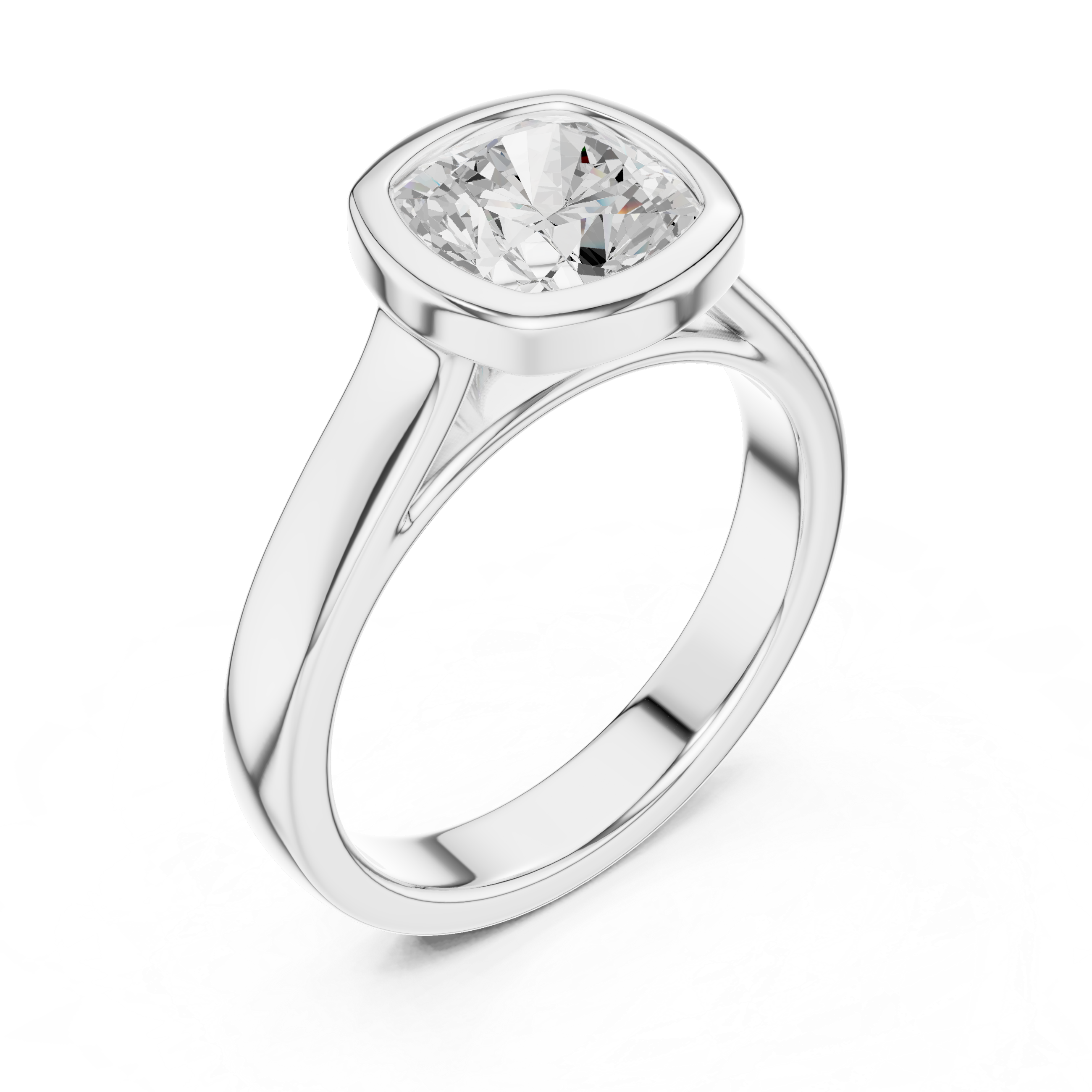 Cushion Cut Solitaire Engagement Ring with Bezel Setting