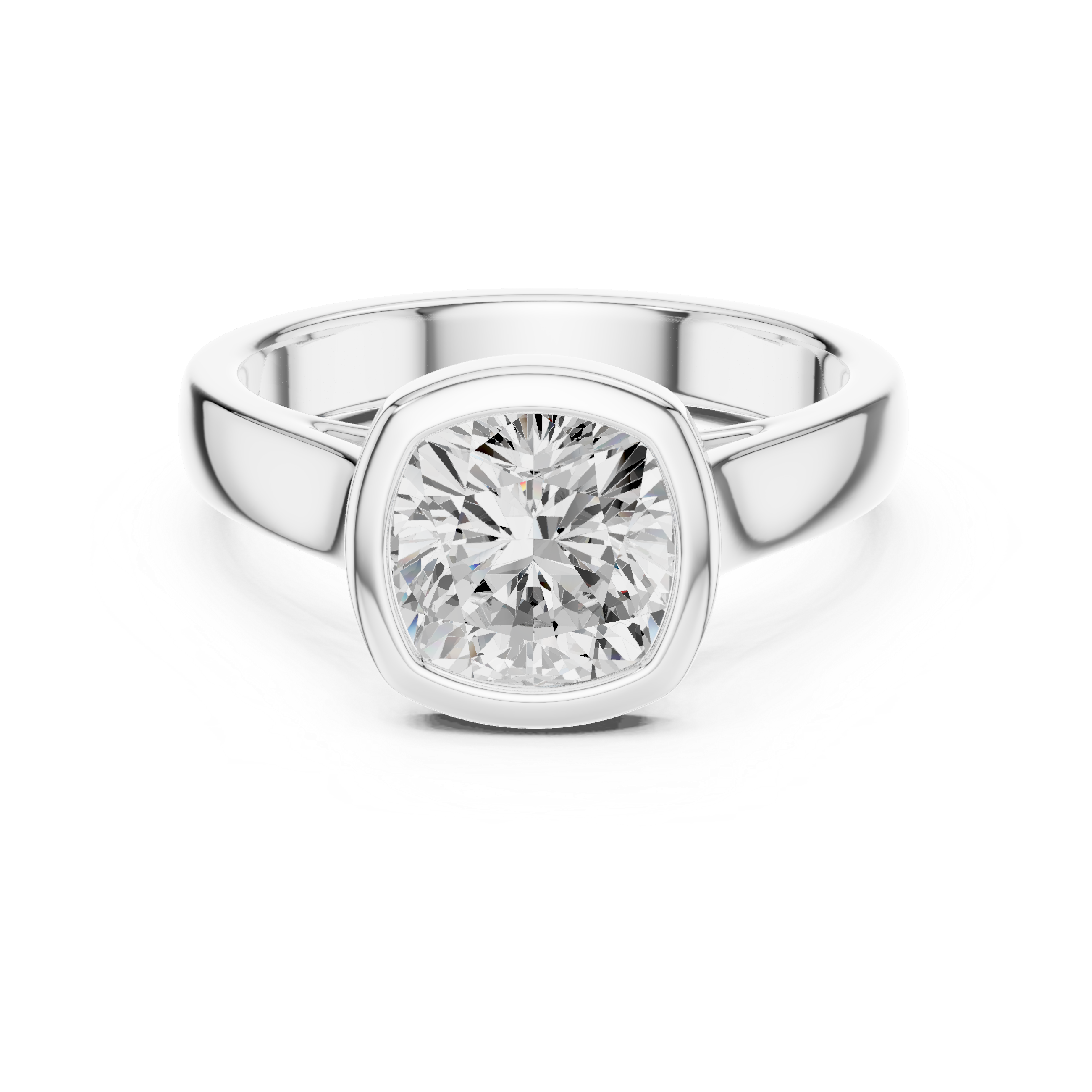 Cushion Cut Solitaire Engagement Ring with Bezel Setting