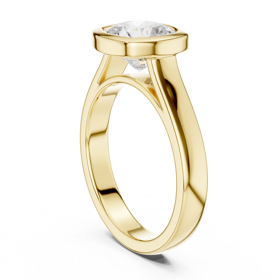 Cushion Cut Solitaire Engagement Ring with Bezel Setting