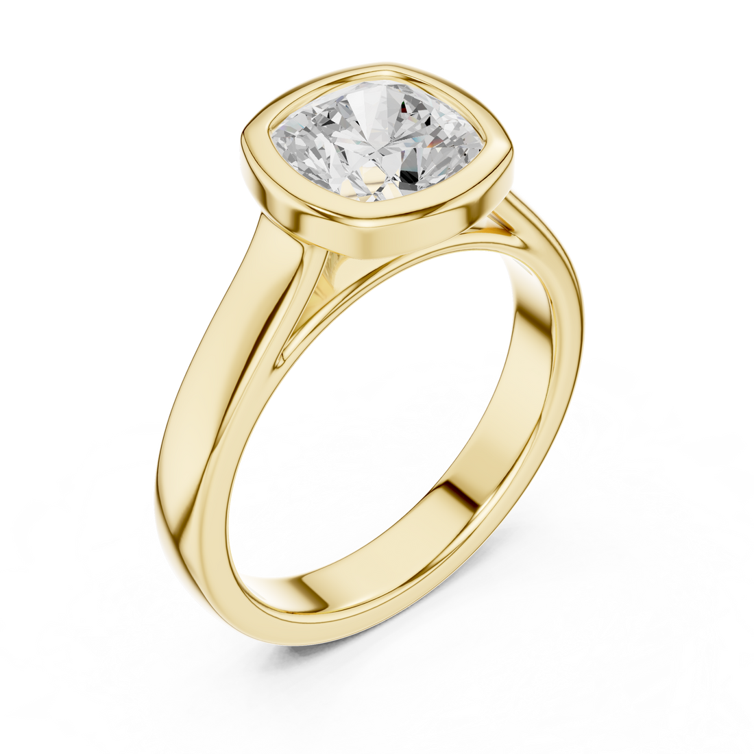 Cushion Cut Solitaire Engagement Ring with Bezel Setting