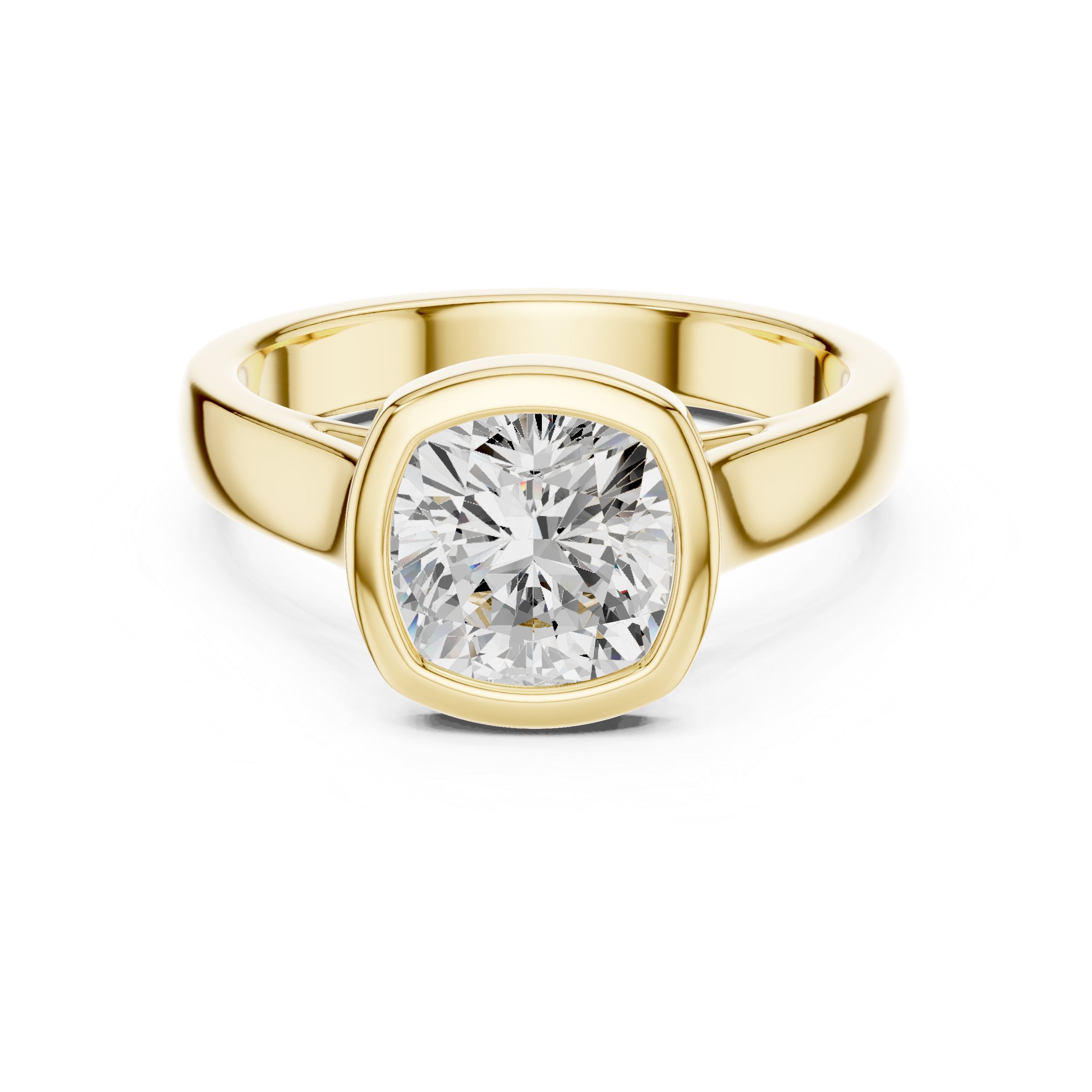 Cushion Cut Solitaire Engagement Ring with Bezel Setting