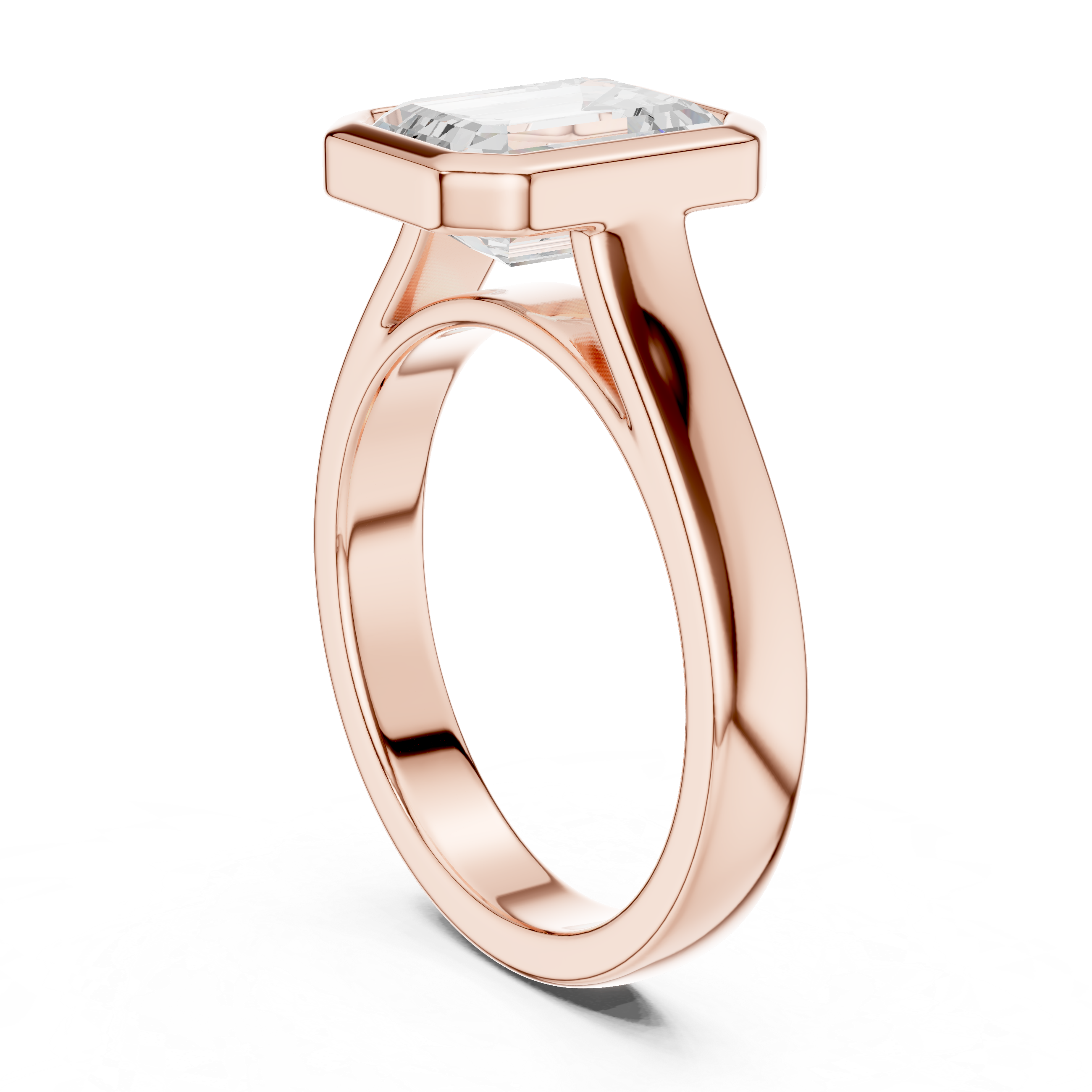 Emerald Cut Solitaire Engagement Ring with Bezel Setting