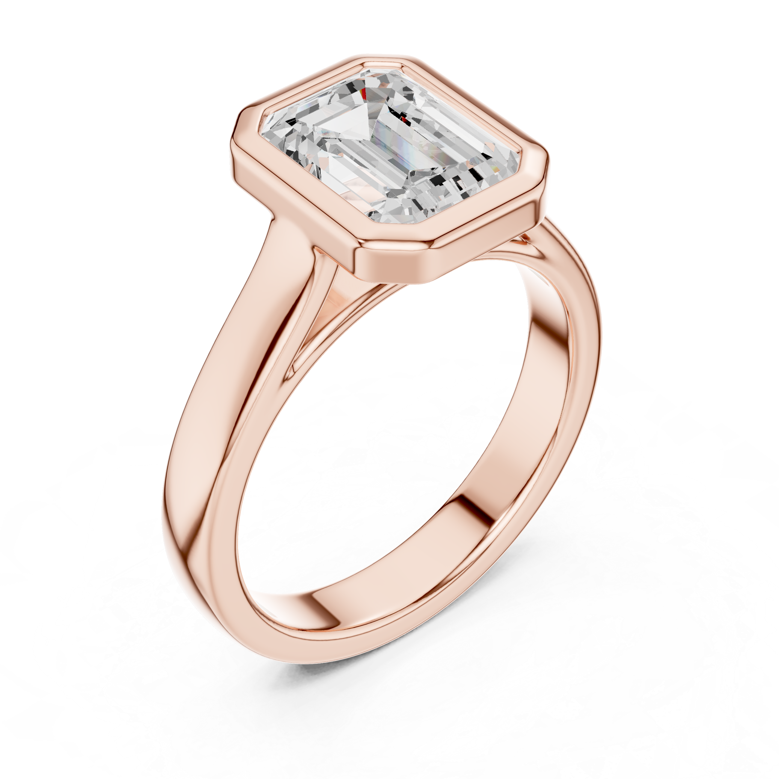 Emerald Cut Solitaire Engagement Ring with Bezel Setting