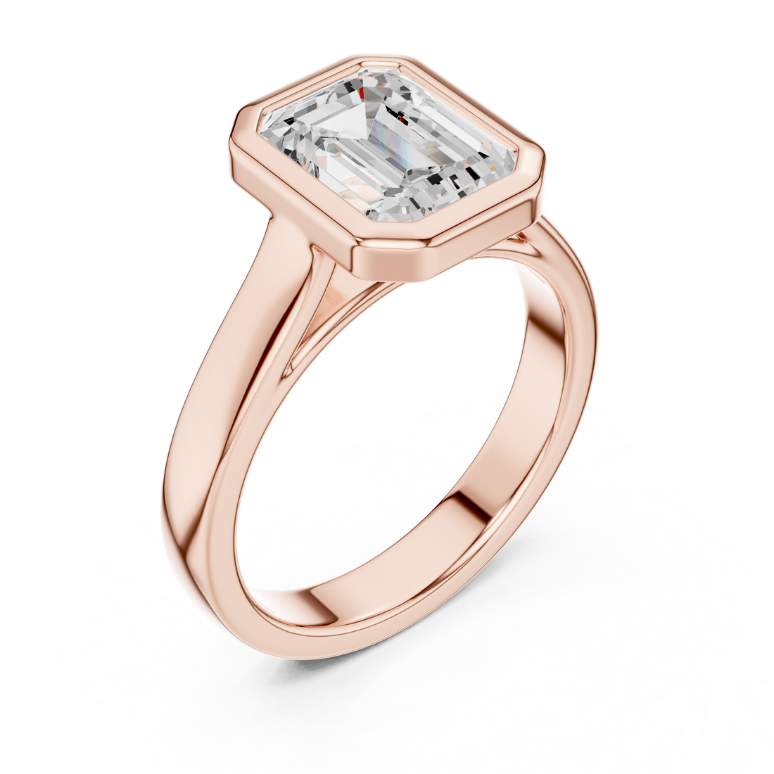 Emerald Cut Solitaire Engagement Ring with Bezel Setting