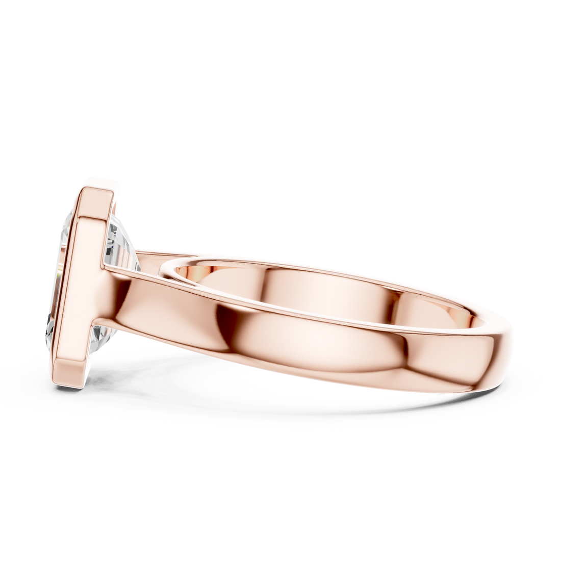 Emerald Cut Solitaire Engagement Ring with Bezel Setting