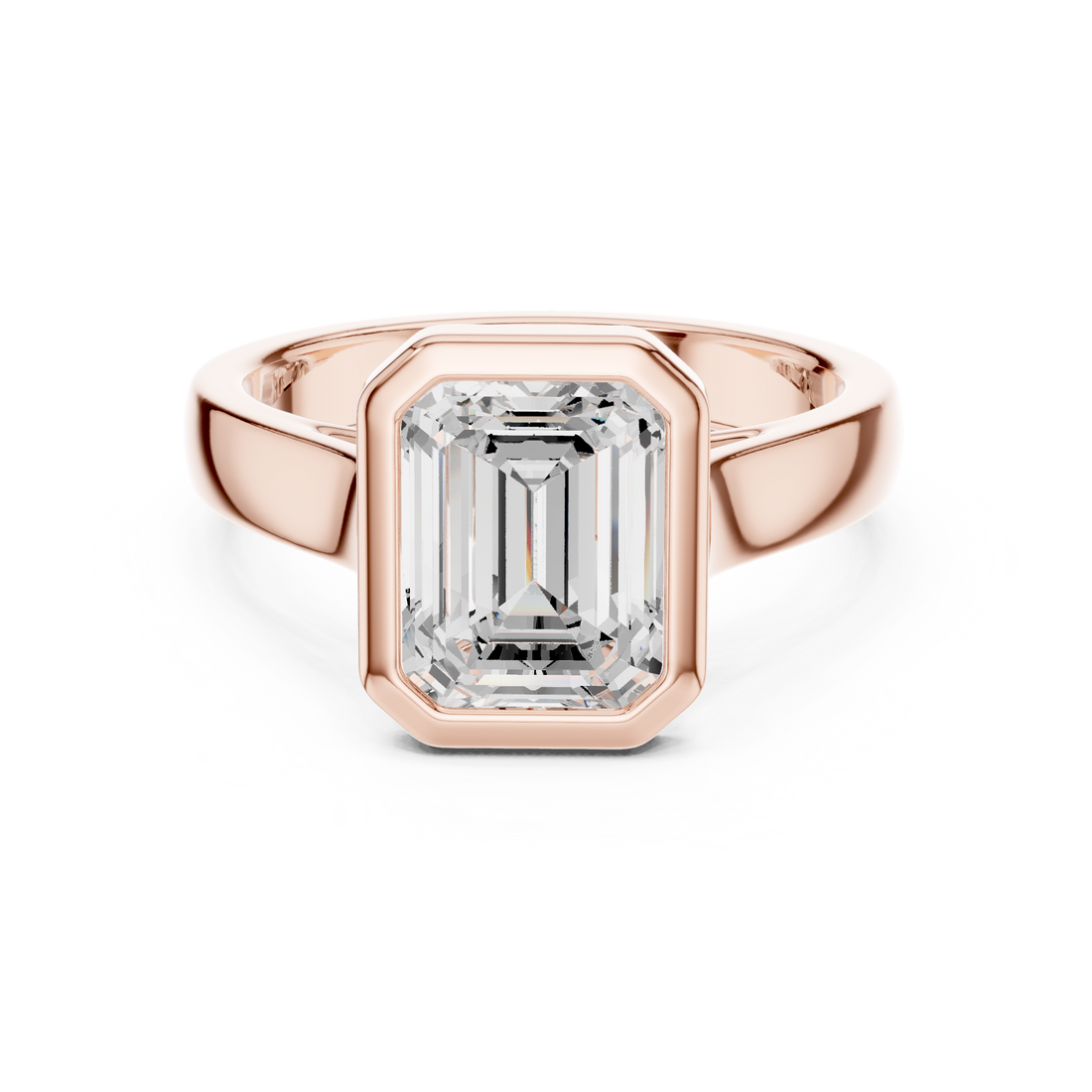Emerald Cut Solitaire Engagement Ring with Bezel Setting
