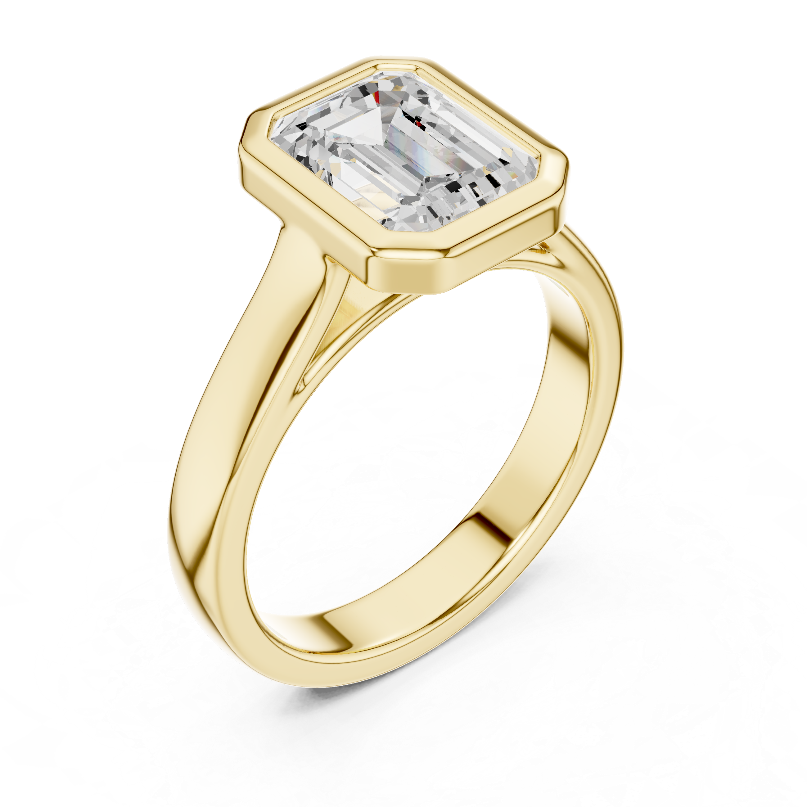 Emerald Cut Solitaire Engagement Ring with Bezel Setting