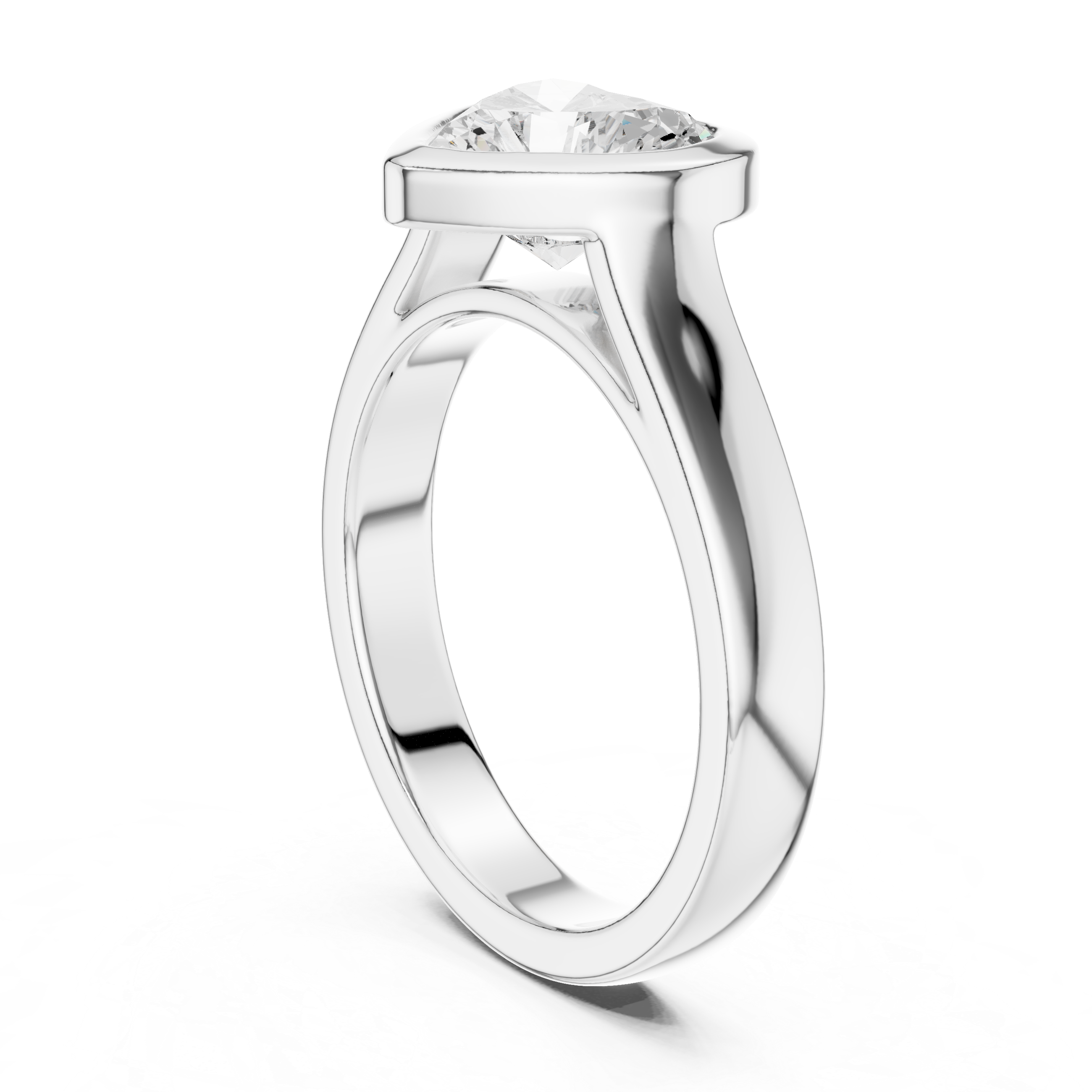 Heart Cut Solitaire Engagement Ring with Bezel Setting