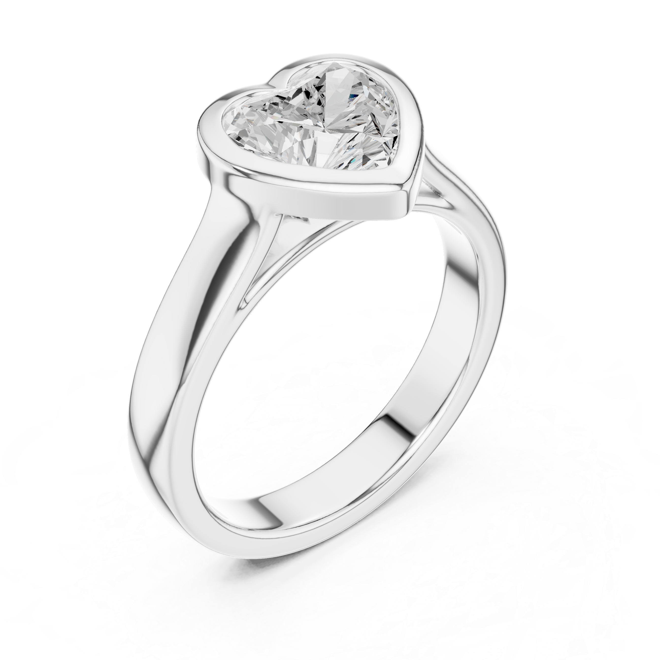 Heart Cut Solitaire Engagement Ring with Bezel Setting