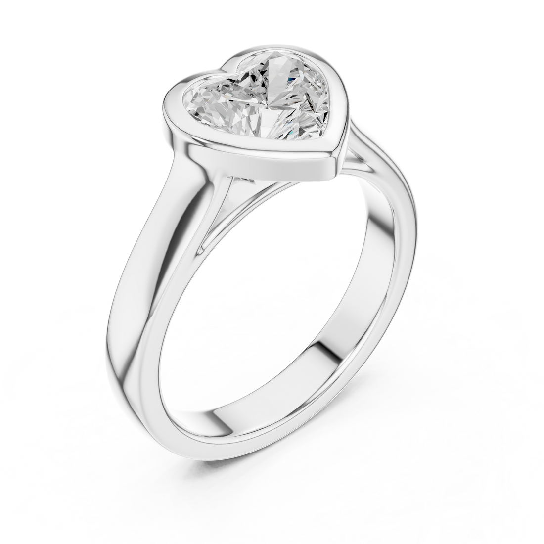 Heart Cut Solitaire Engagement Ring with Bezel Setting