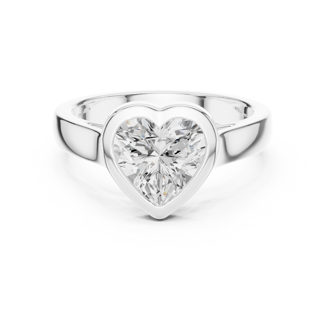 Heart Cut Solitaire Engagement Ring with Bezel Setting