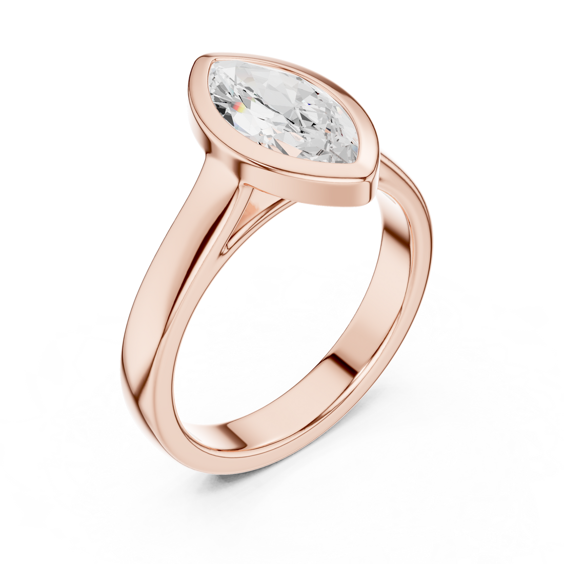 Marquise Cut Solitaire Engagement Ring with Bezel Setting