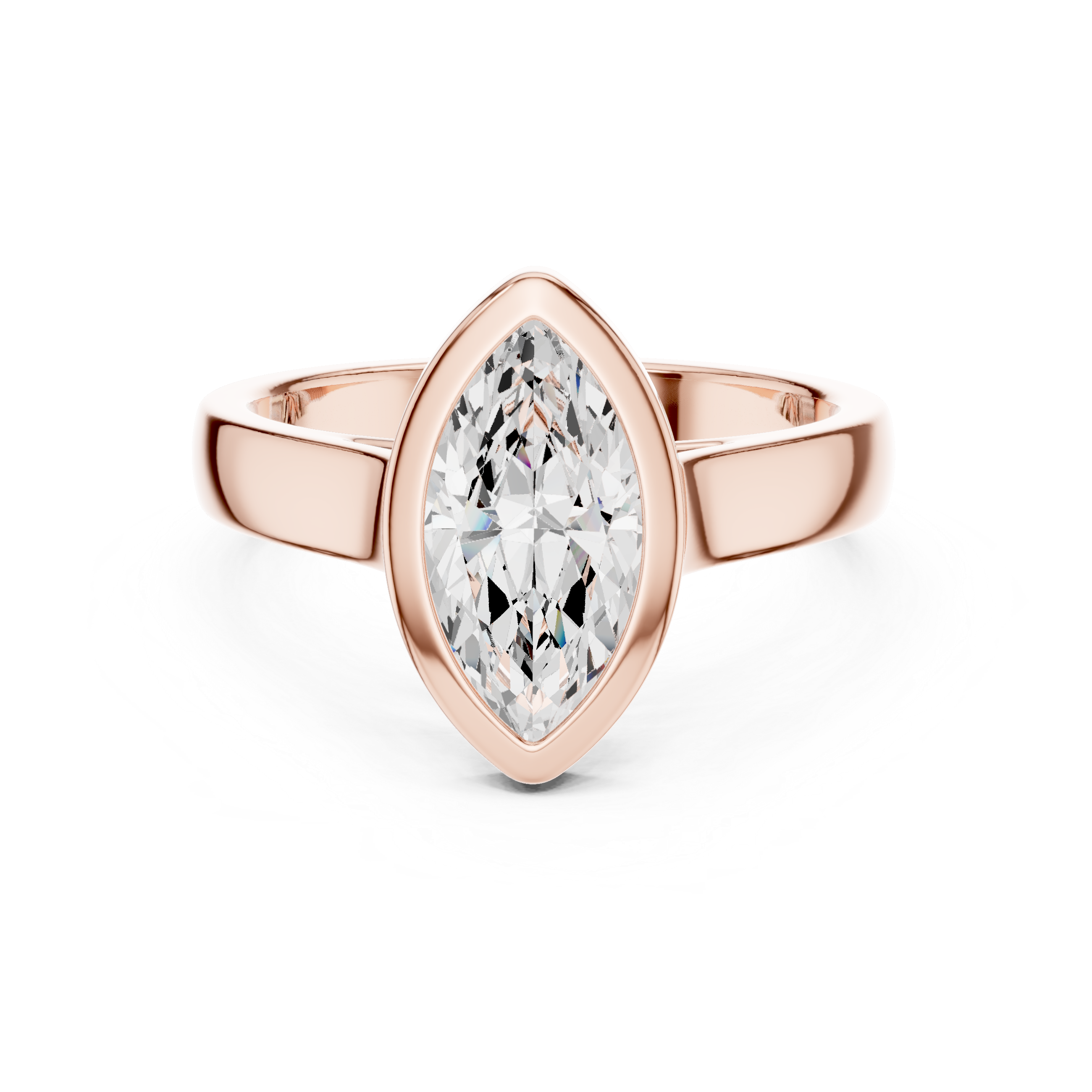 Marquise Cut Solitaire Engagement Ring with Bezel Setting