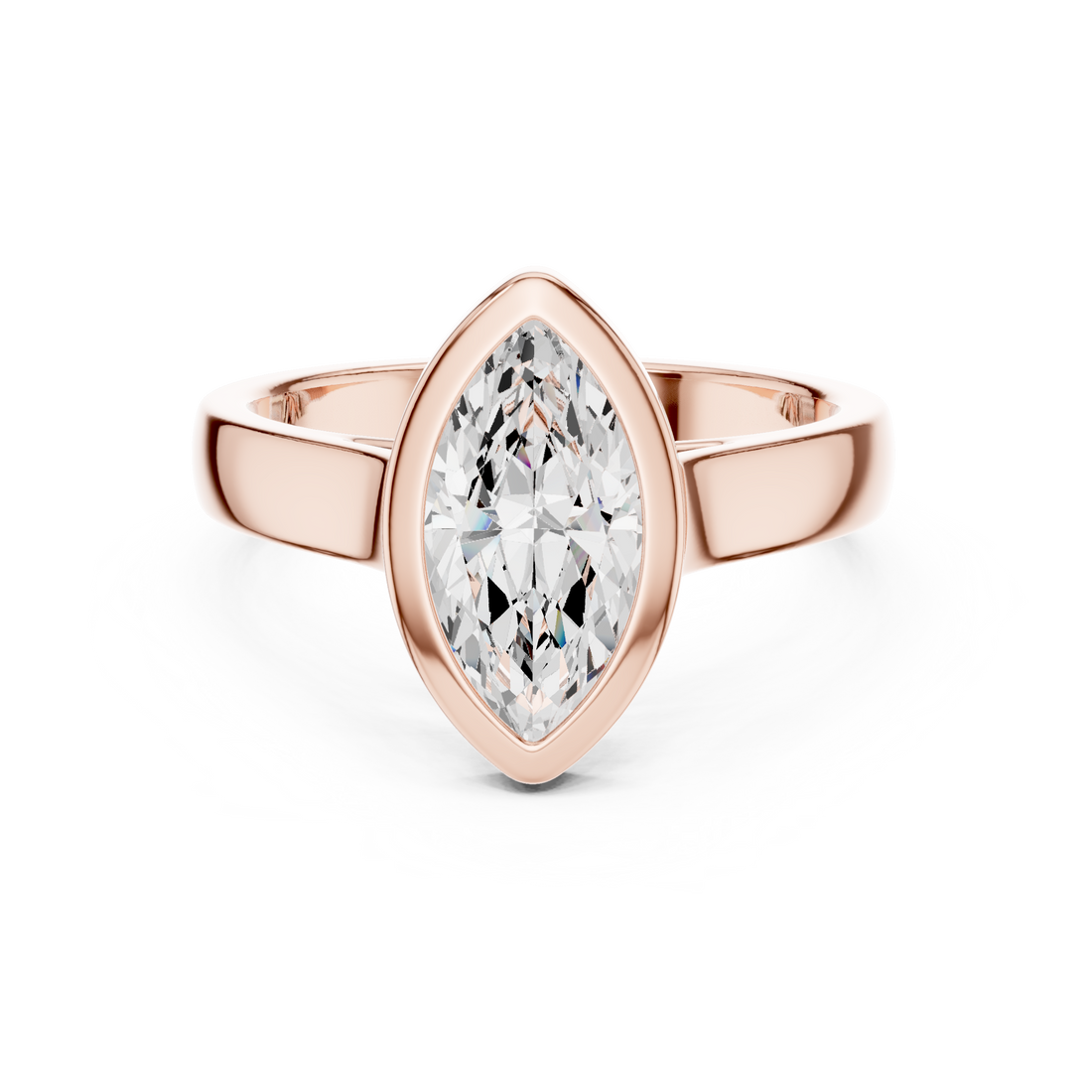 Marquise Cut Solitaire Engagement Ring with Bezel Setting