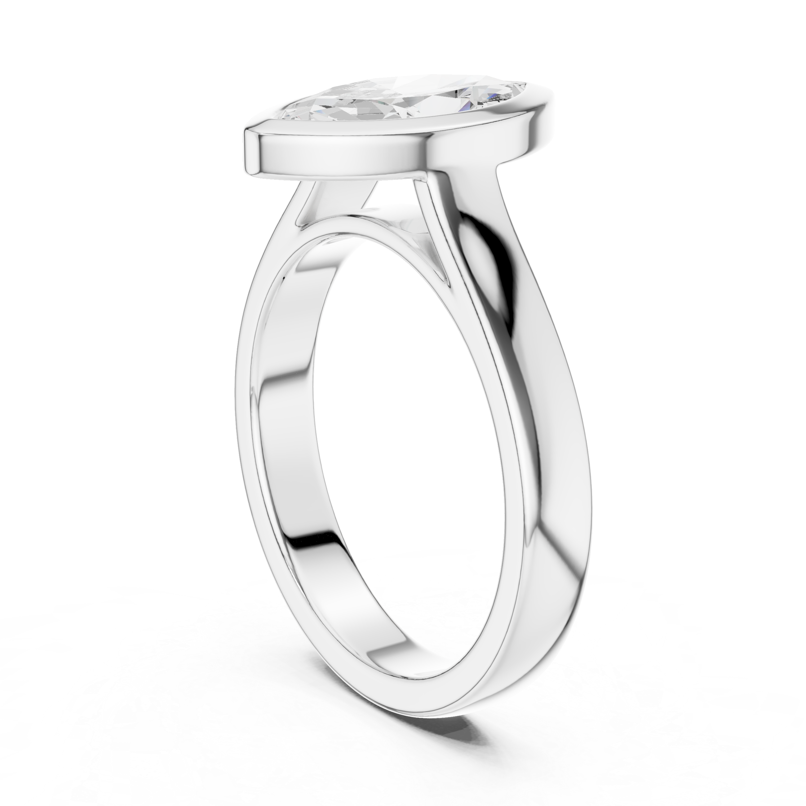 Marquise Cut Solitaire Engagement Ring with Bezel Setting