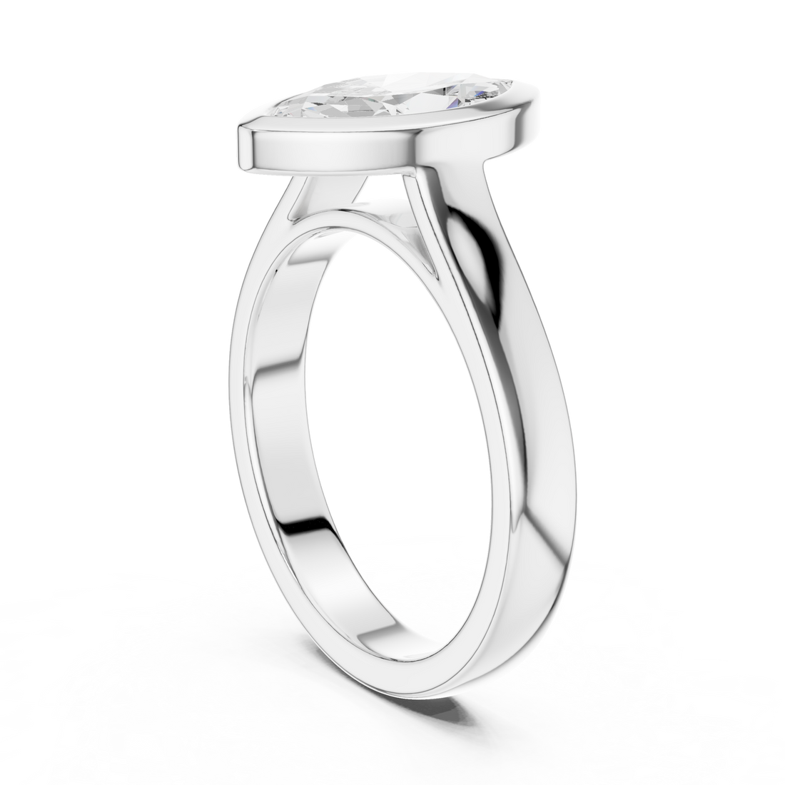 Marquise Cut Solitaire Engagement Ring with Bezel Setting