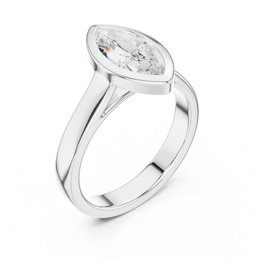 Marquise Cut Solitaire Engagement Ring with Bezel Setting