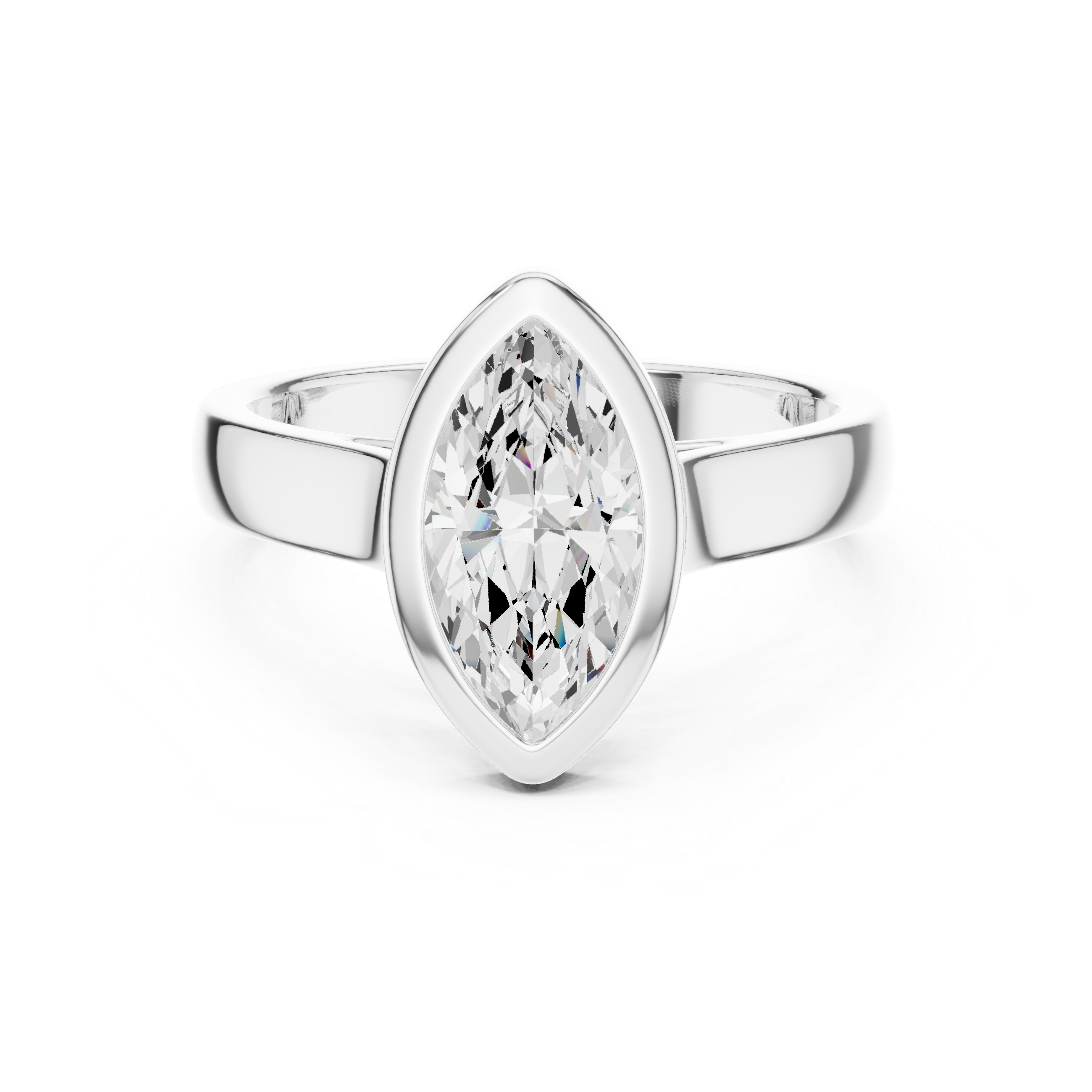 Marquise Cut Solitaire Engagement Ring with Bezel Setting