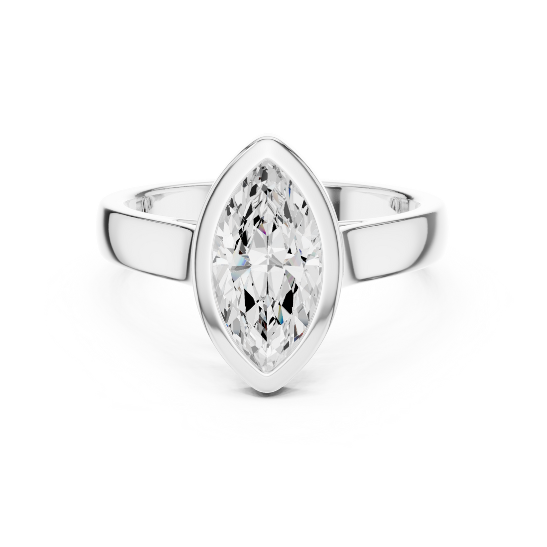 Marquise Cut Solitaire Engagement Ring with Bezel Setting