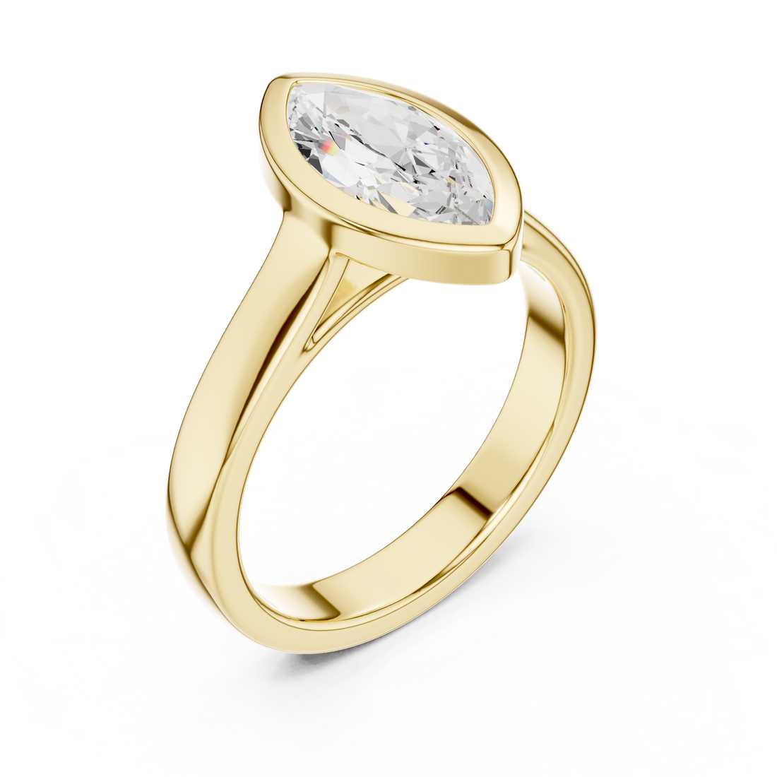 Marquise Cut Solitaire Engagement Ring with Bezel Setting