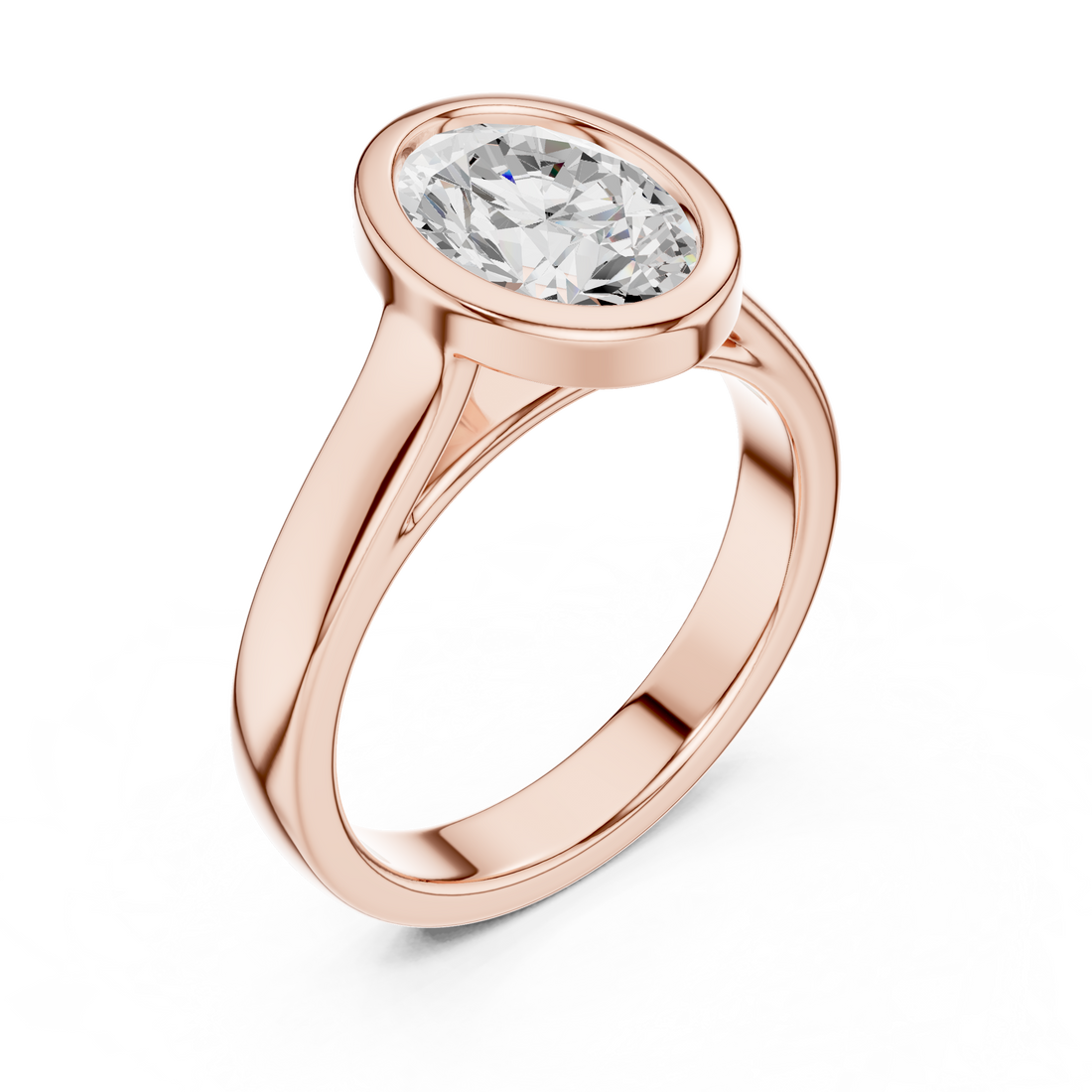 Oval Cut Solitaire Engagement Ring with Bezel Setting