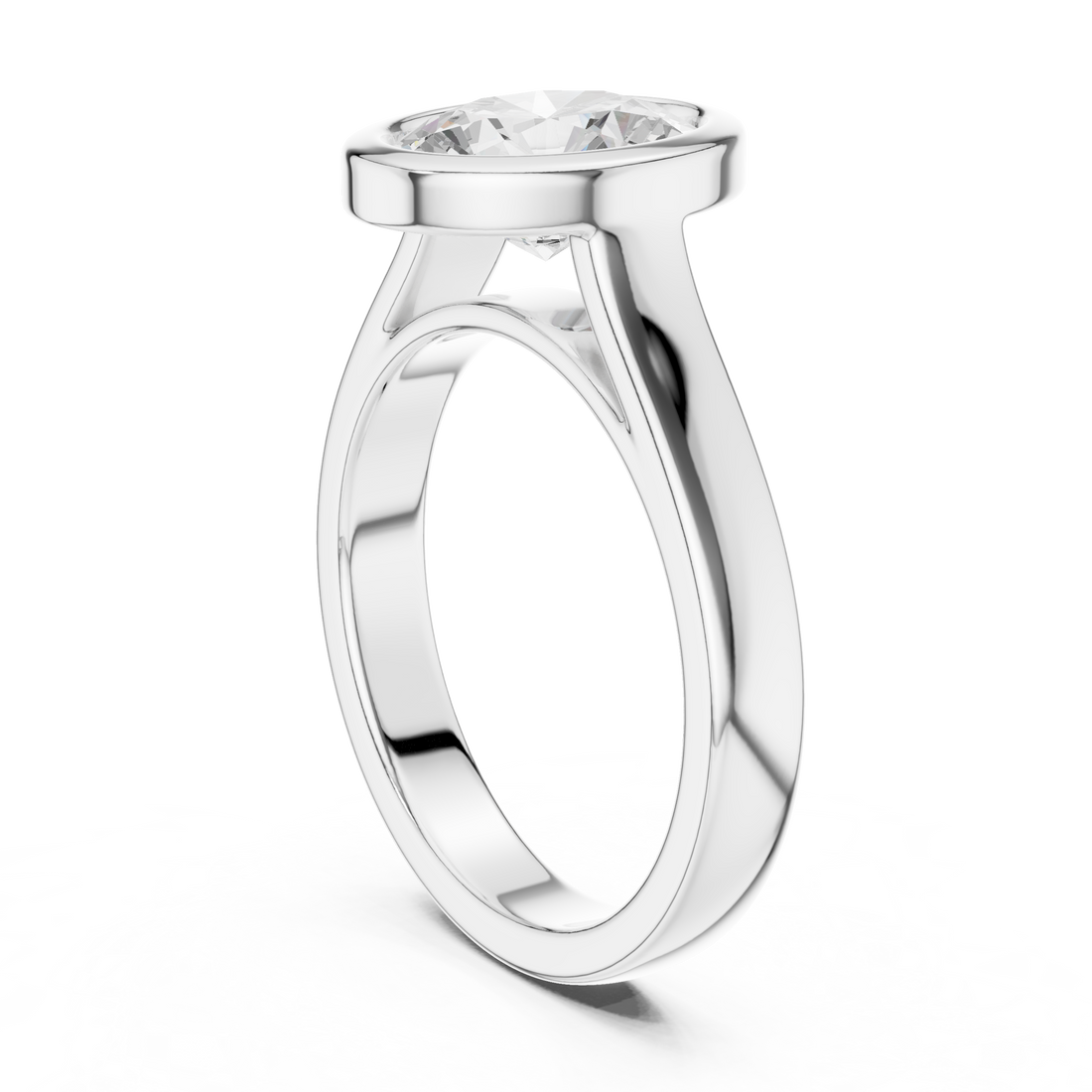 Oval Cut Solitaire Engagement Ring with Bezel Setting