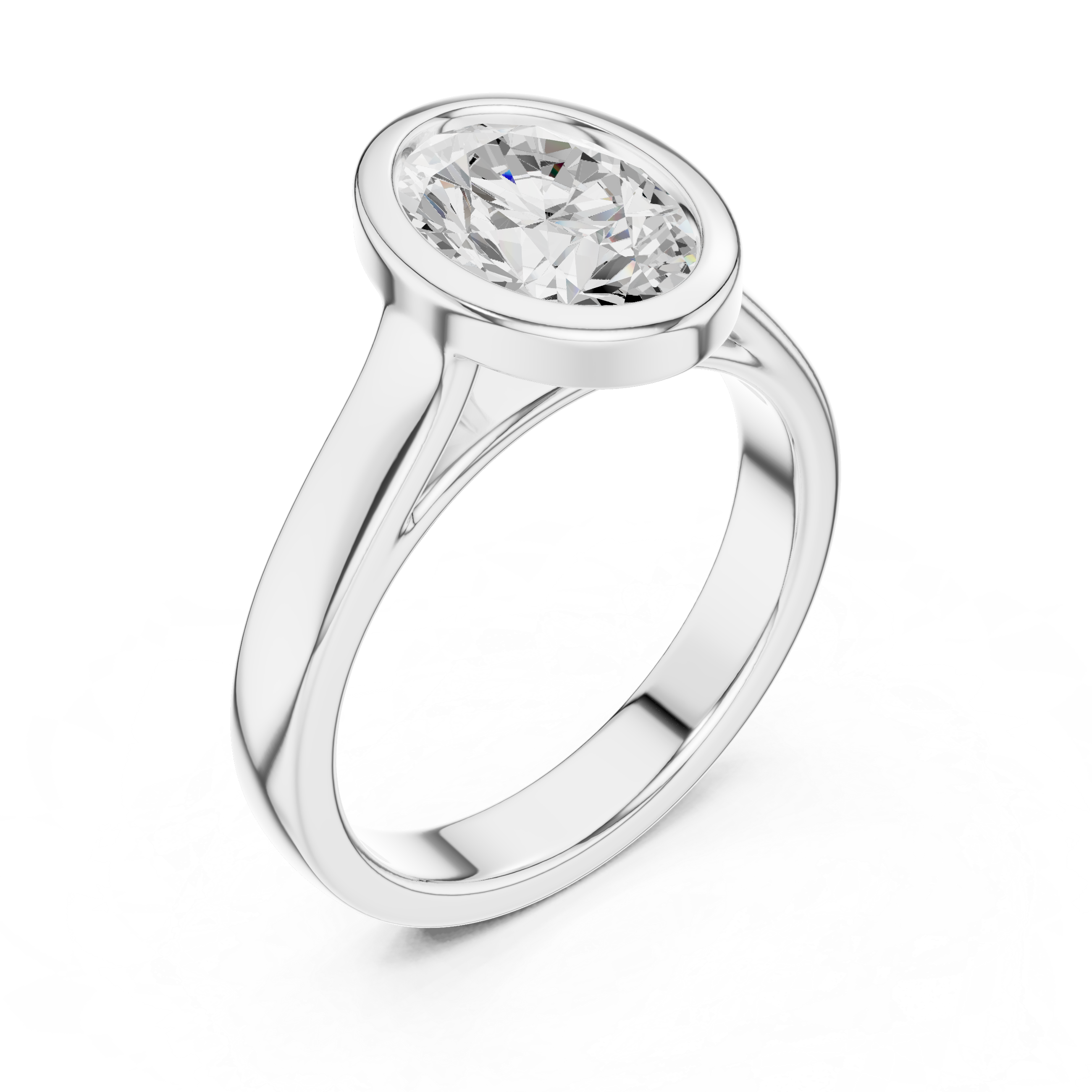 Oval Cut Solitaire Engagement Ring with Bezel Setting