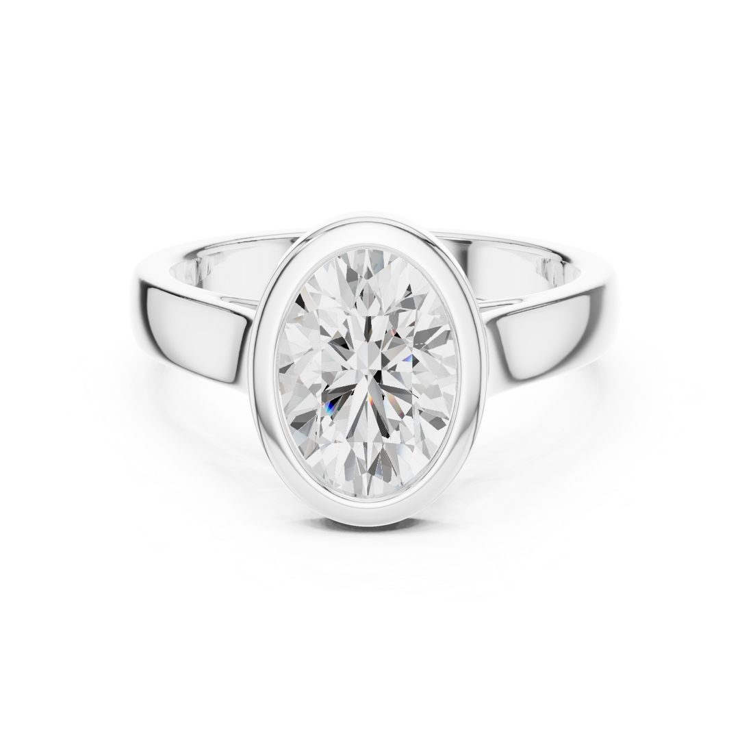 Oval Cut Solitaire Engagement Ring with Bezel Setting