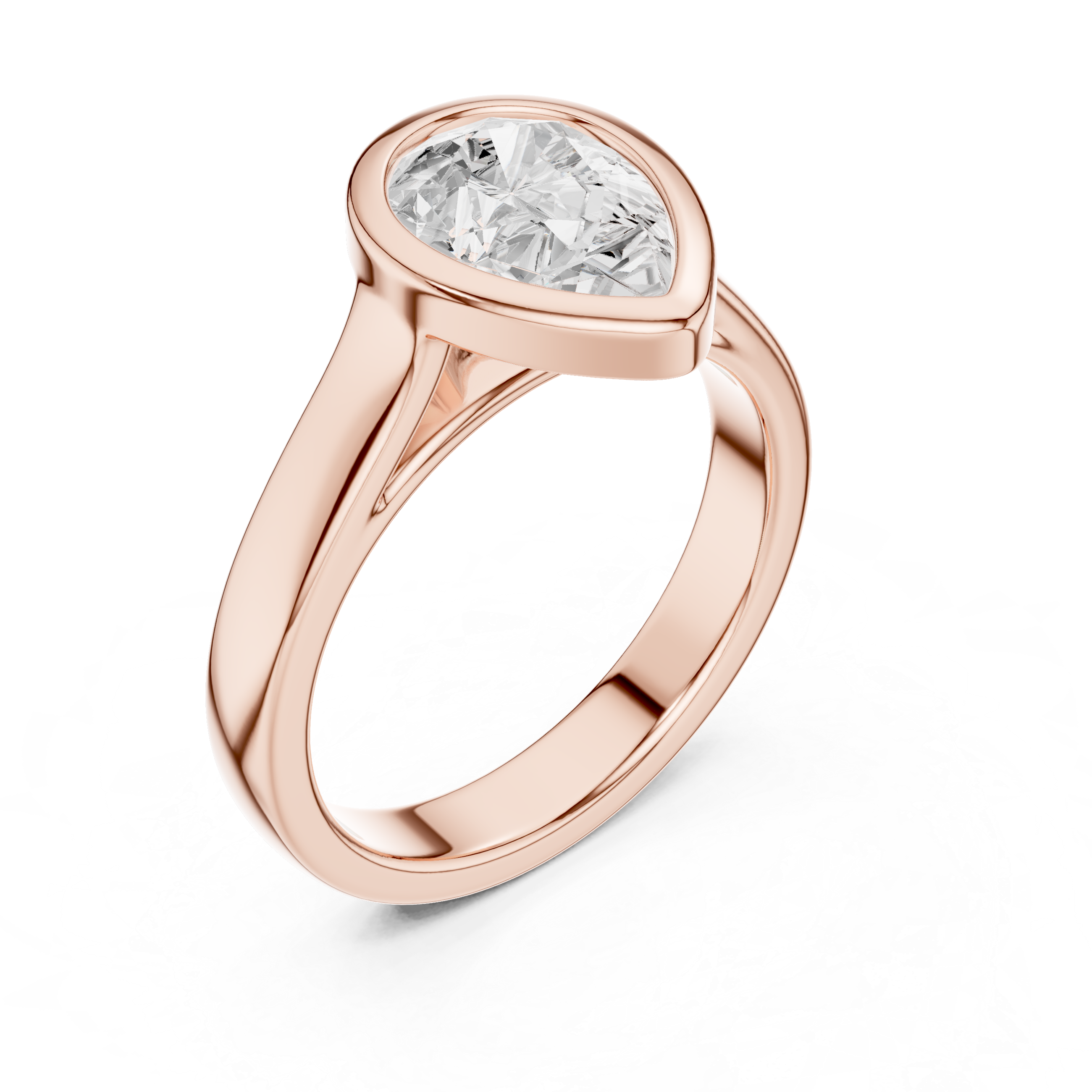 Pear Cut Solitaire Engagement Ring with Bezel Setting