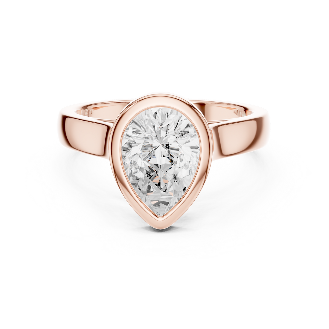 Pear Cut Solitaire Engagement Ring with Bezel Setting